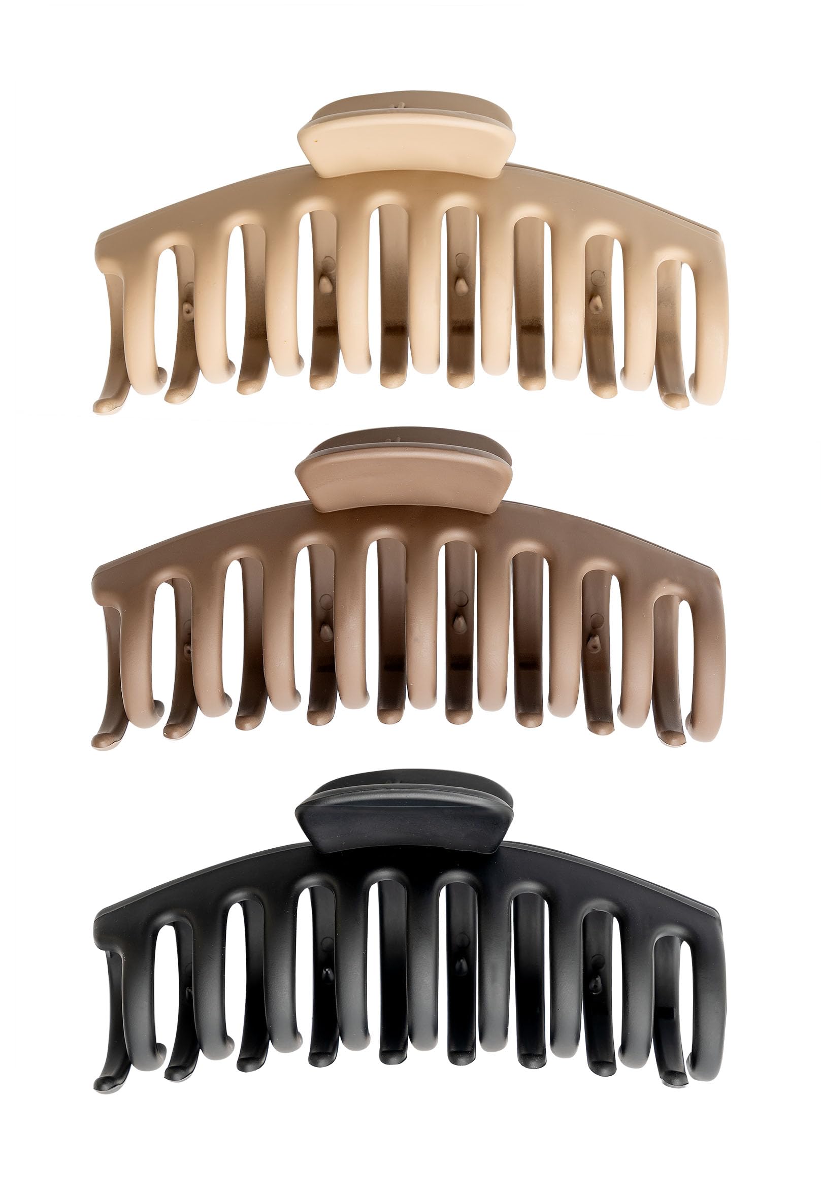So Eco Essential Hair Clips 3 Pack Neutral-Tone Matt Coated Claw Grips for Secure Styling