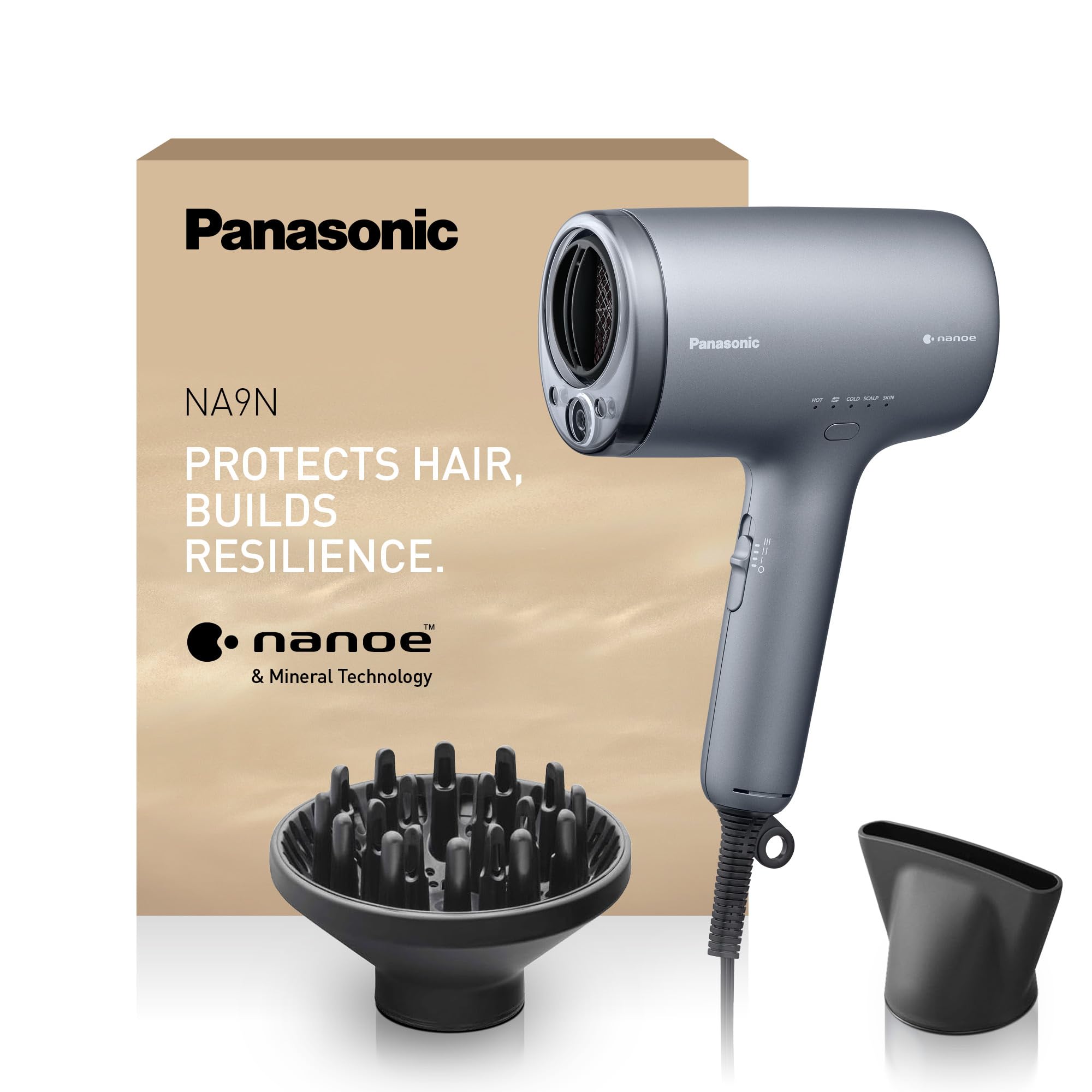 Panasonic EH-NA9N-H895 Hair Dryer with Diffuser: nanoe, Mineral Ions, Anti-Damage, 1600W