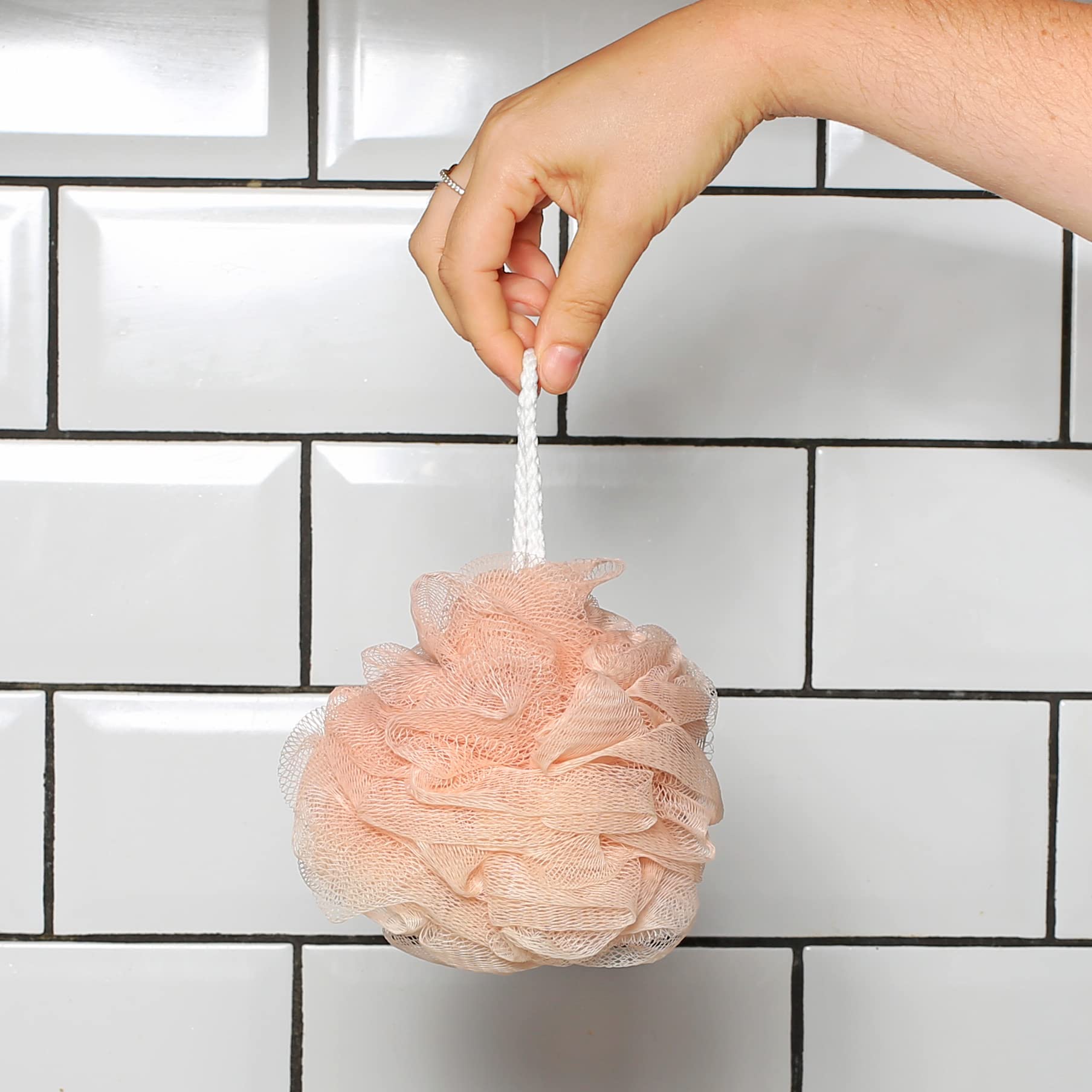 Elysium Spa Pack of 4 Dual-Textured Mesh Exfoliating Bath & Shower Body Puff Sponges 5