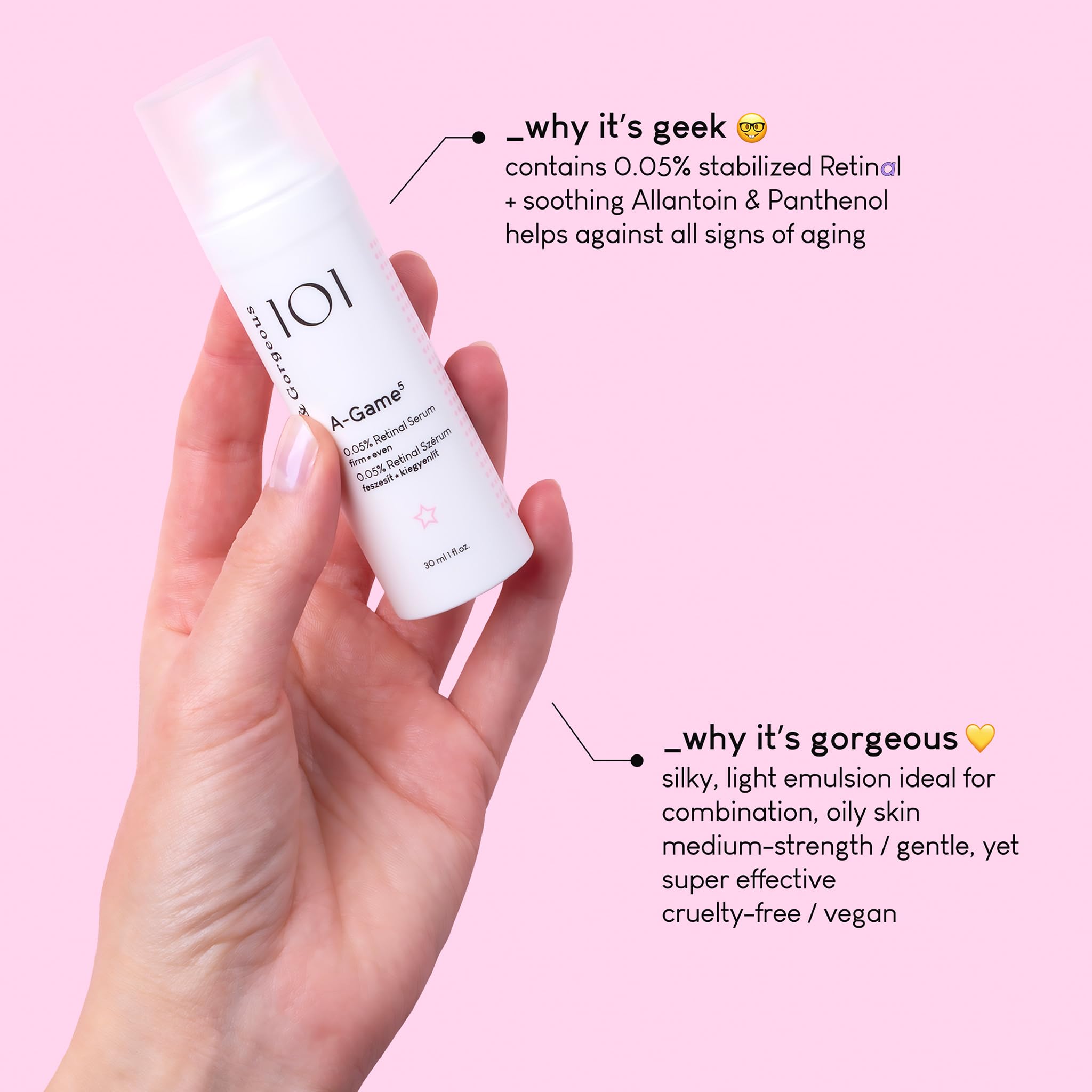 Geek &amp; Gorgeous A-game 5-0,05% Retinalserum – seidig, leicht mit mittlerer Stärke 4