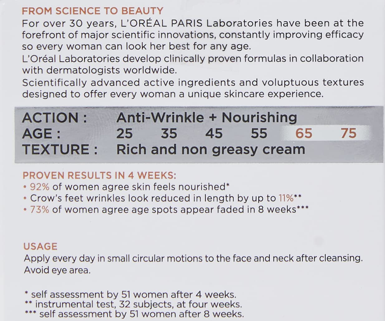 L'Oreal Paris Wrinkle Expert Anti-Wrinkle Day Cream for 65+ Skin, 50ml