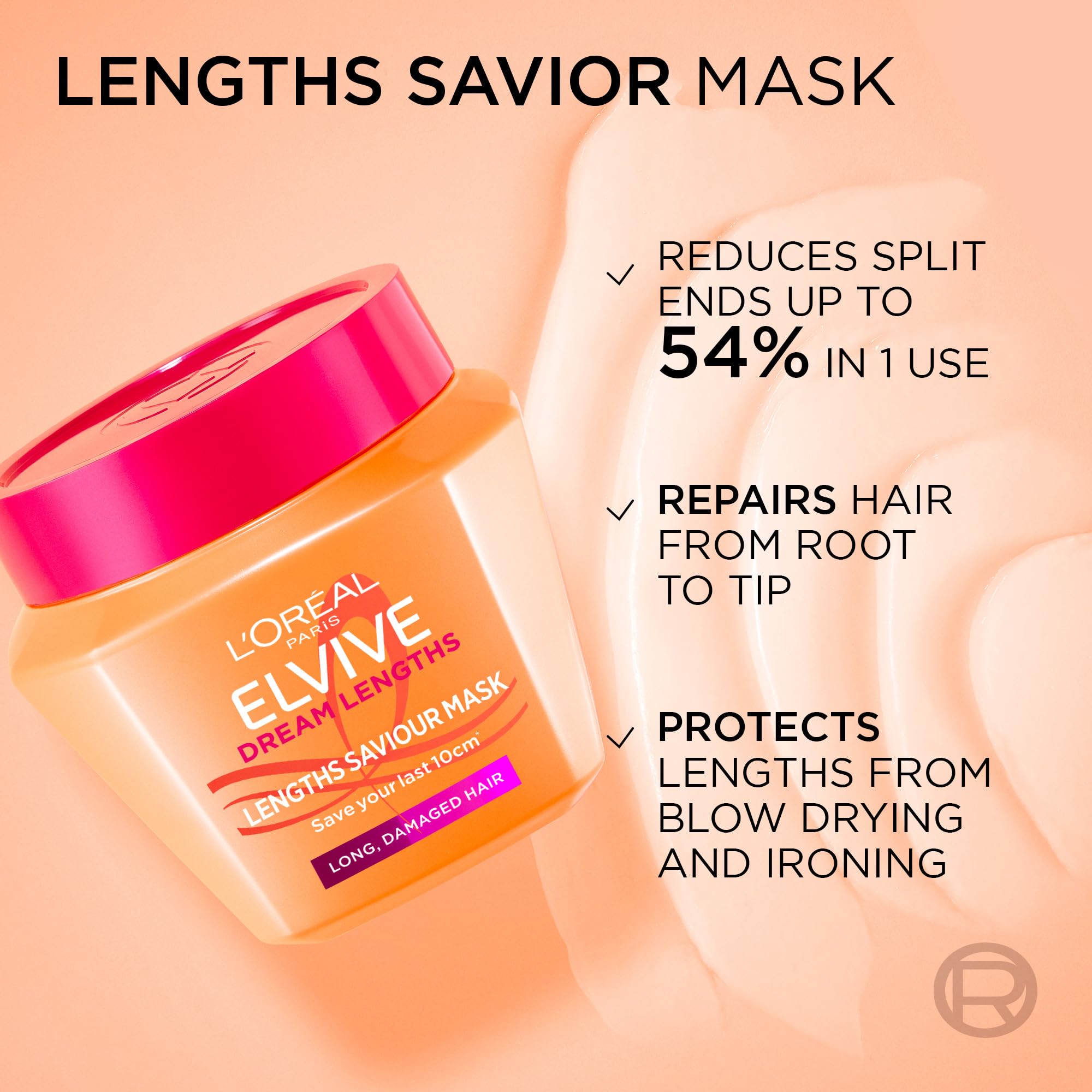 L'Oréal Paris Elvive Dream Lengths Hair Mask with 15% Restoring Castor Oil, 300ml 3