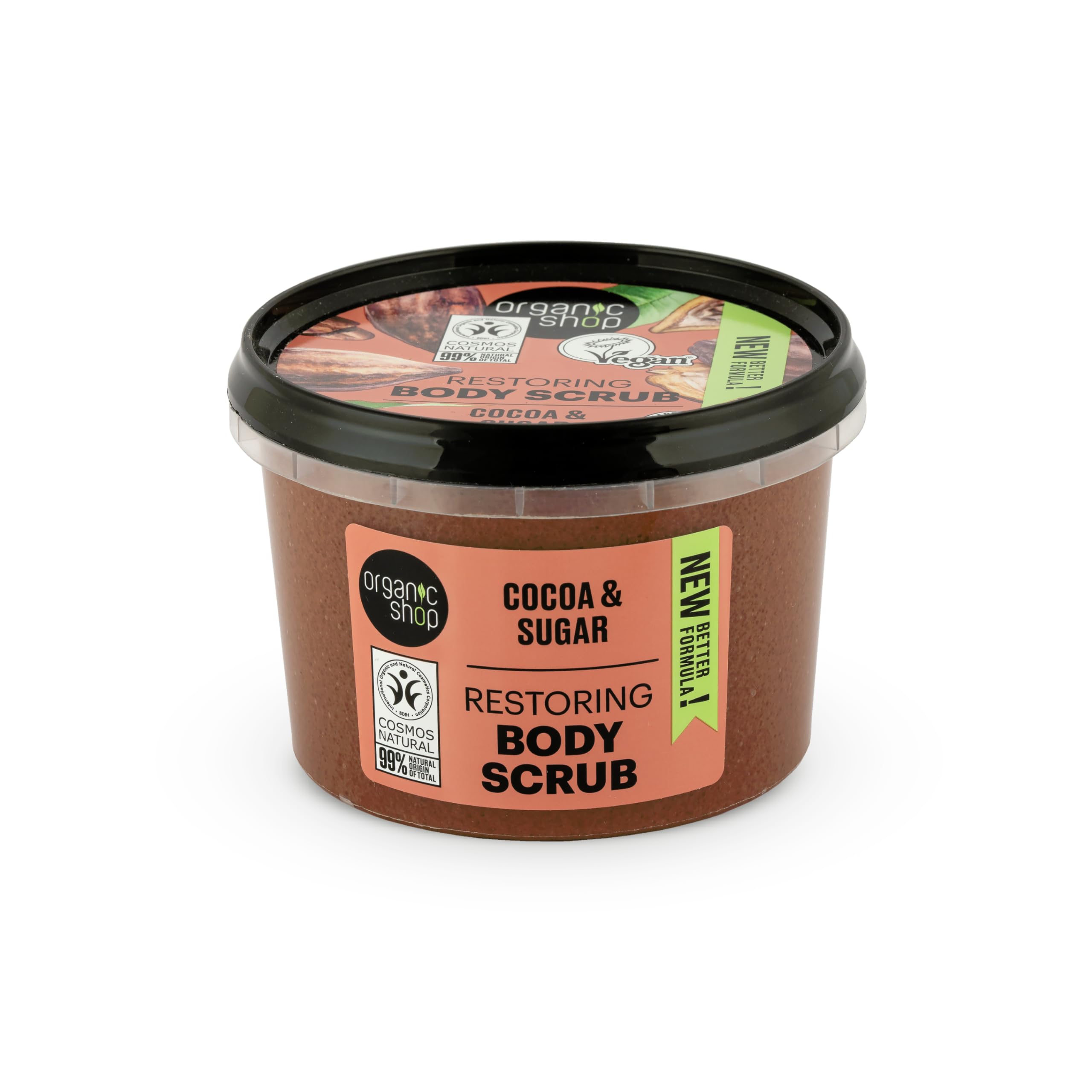 Organic Shop Restoring Cocoa & Sugar Body Scrub for Suppleness and Softness