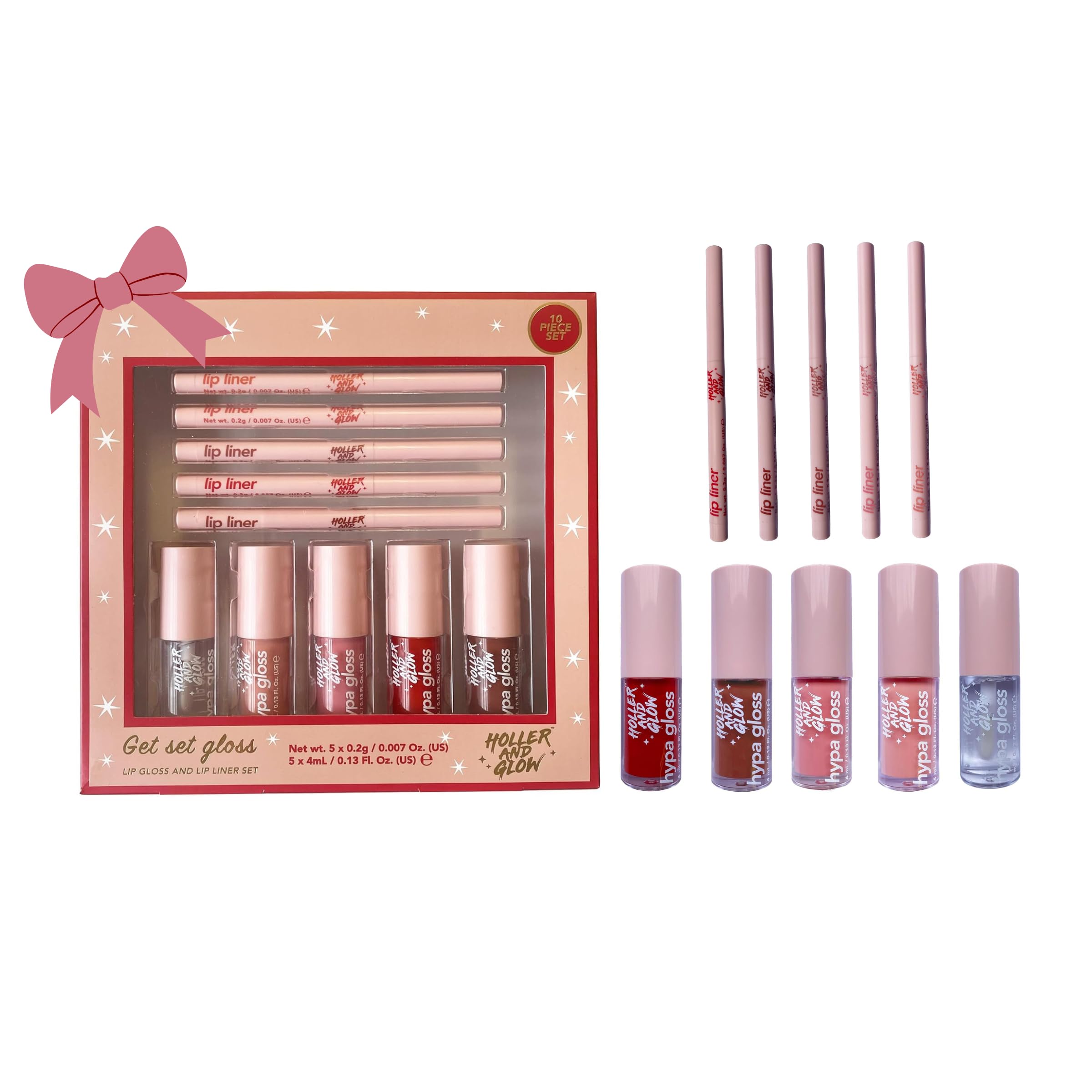 Holler And Glow Get Set Gloss Lip Liner and Lip Gloss Gift Set (10-Piece)