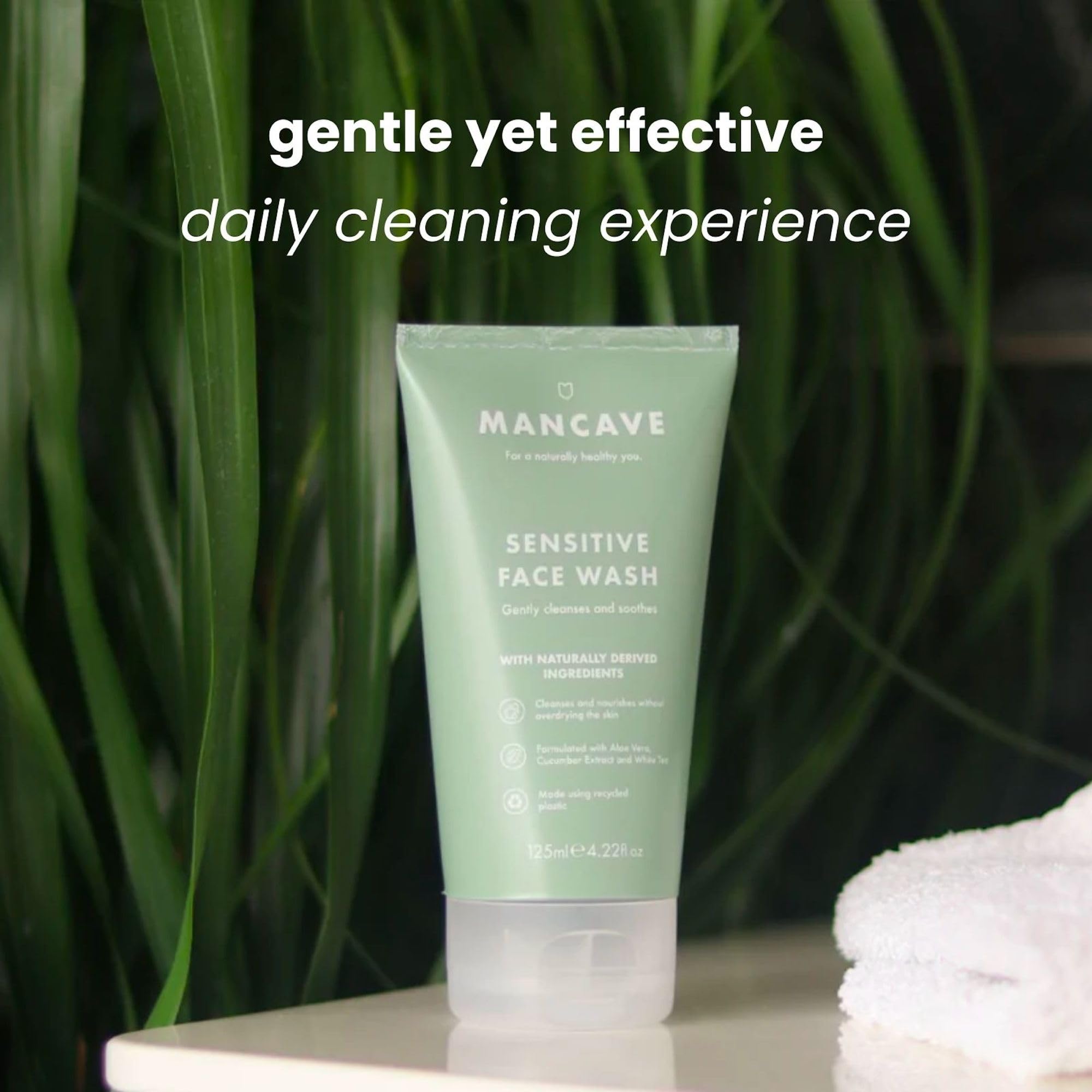 ManCave Face Wash Cleanse & Purify for Sensitive Skin with Cucumber, Aloe Vera & Vitamin E, 125 ml 5