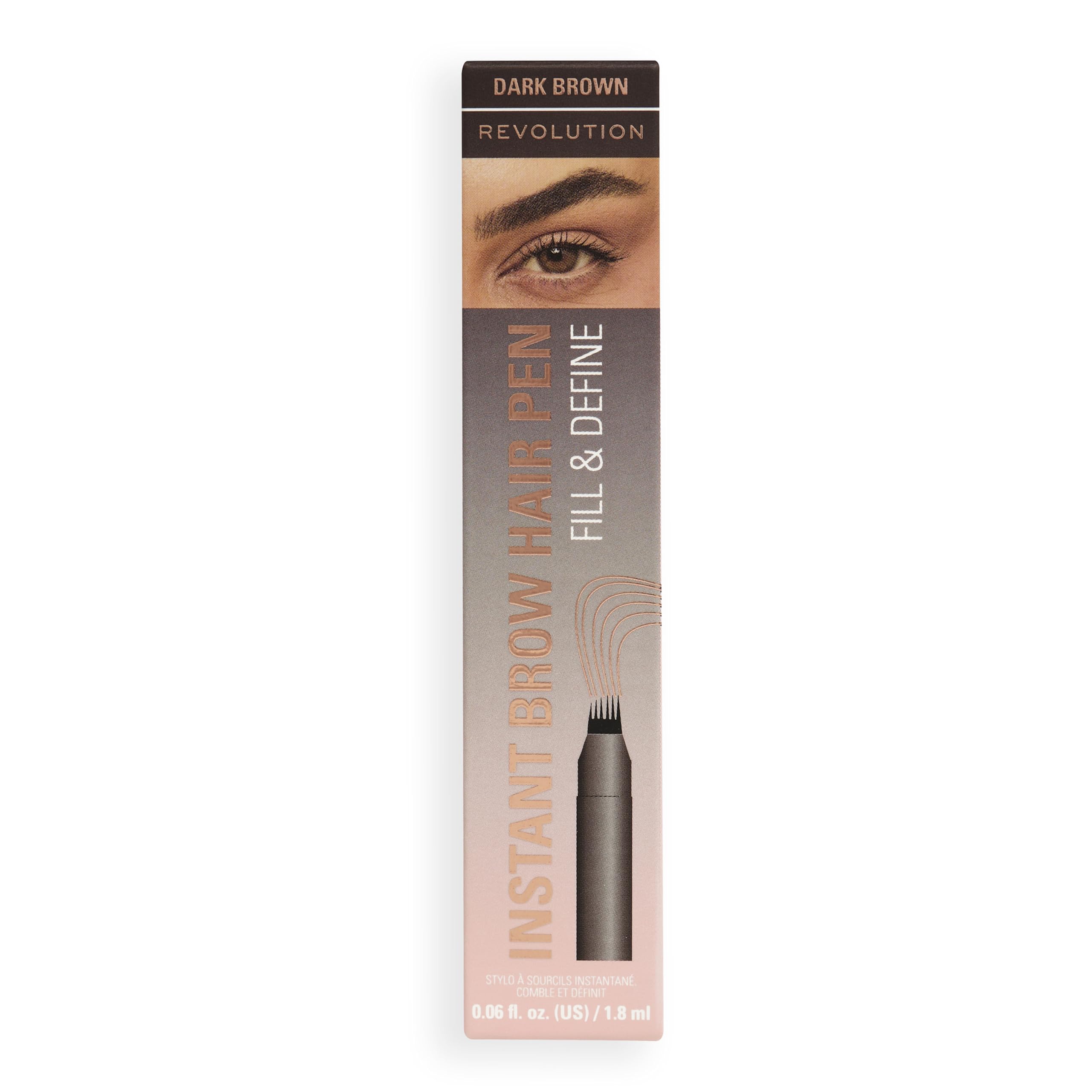 Revolution Instant Brow Hair Pen for Hair-Like Strokes, Dark Brown, Vegan & Cruelty-Free 5