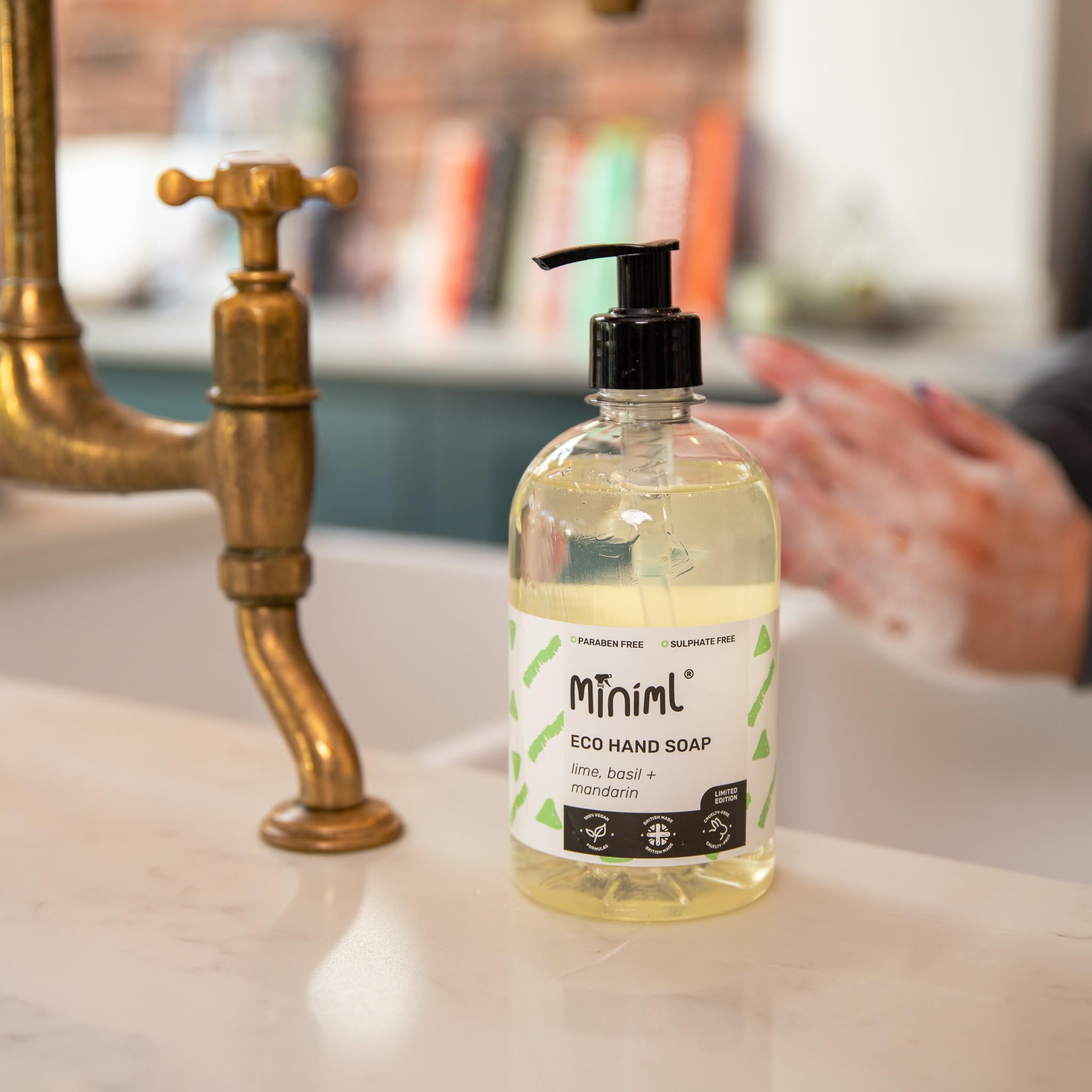Miniml Lime, Basil & Mandarin Hand Soap Liquid Gel 500ml - Eco Friendly, Vegan & Cruelty Free
