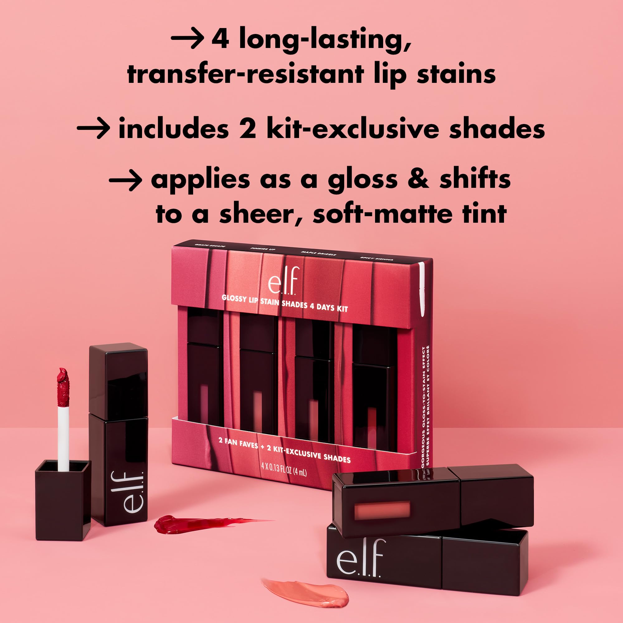 e.l.f. Glossy Lip Stain Shades 4 Days Kit with 2 Exclusive Shades 6