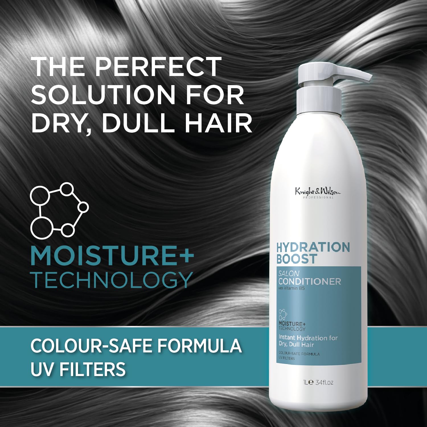 Knight & Wilson Salon Size Professional Hydration Boost Conditioner 1000ml for Dry Damaged Hair 3