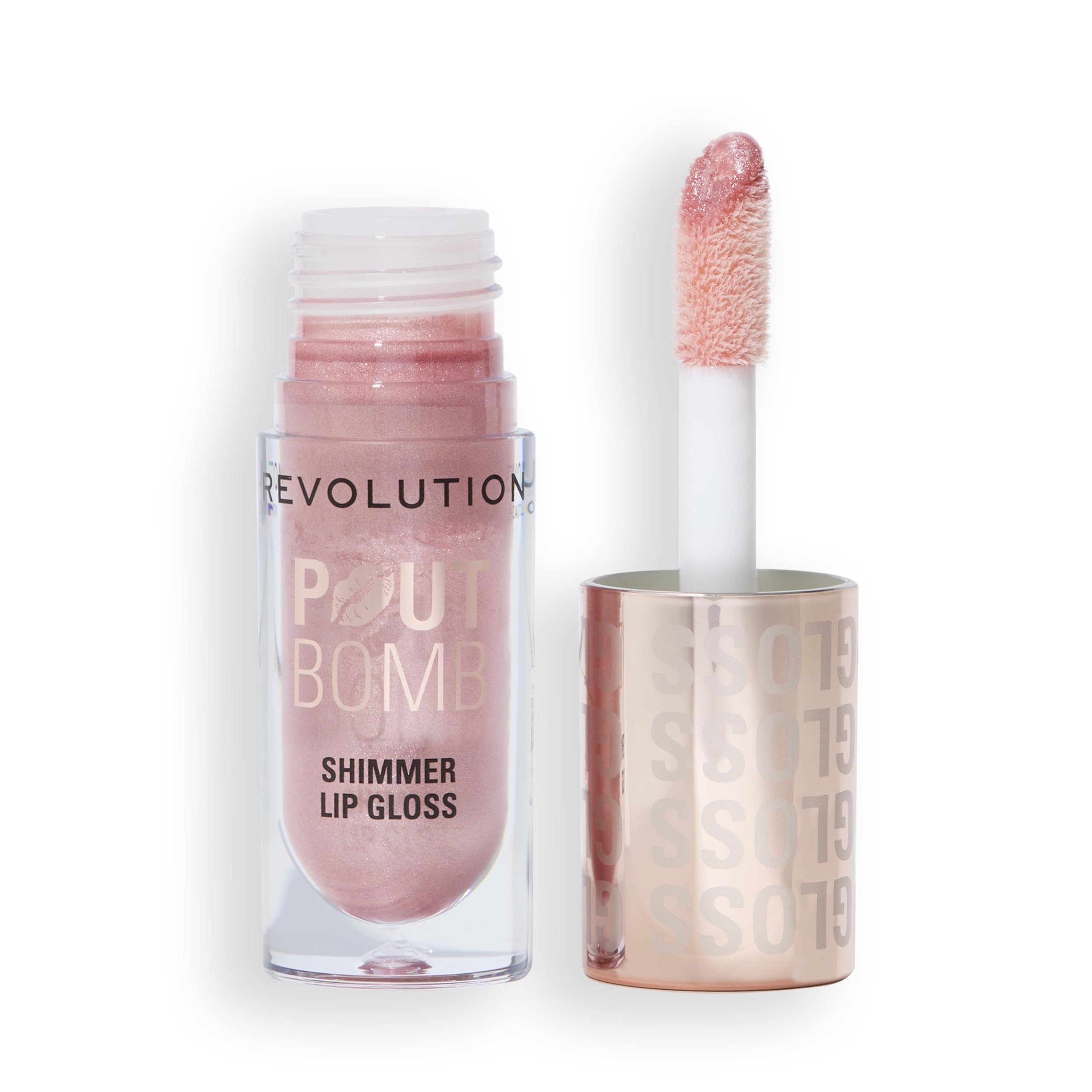 Revolution Pout Bomb Shimmer Gloss in Shine Pink with Hyaluronic Acid & Vanilla Scent