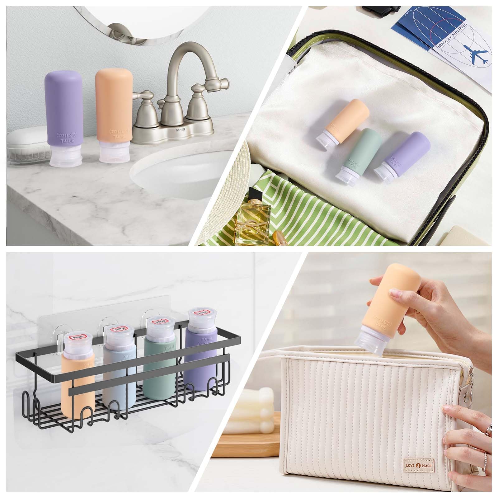 Diboniur 4 Pack 98ml Food-Grade Silicone Travel Bottles with Leak Proof TSA Approval 5