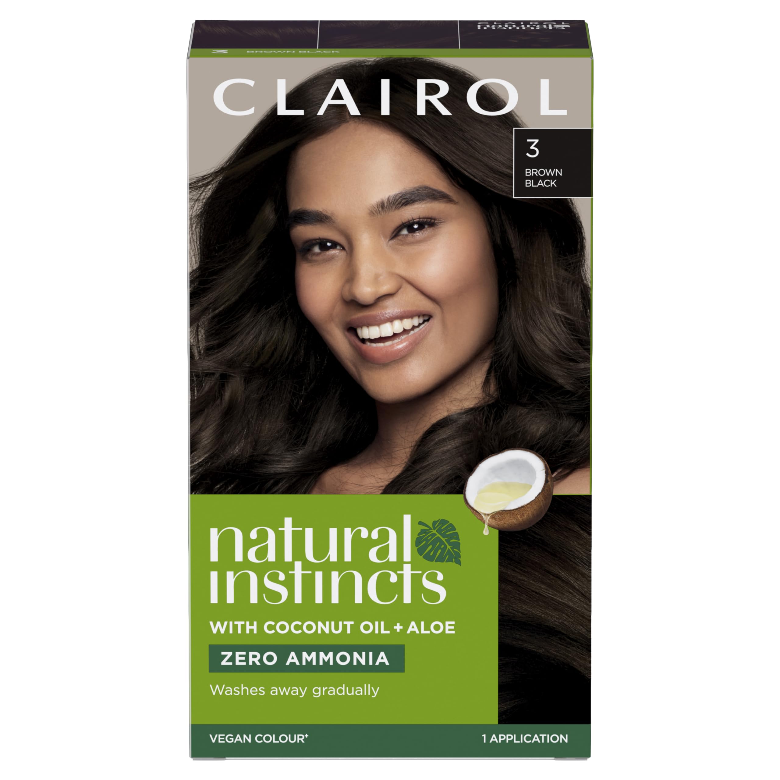 Clairol Natural Instincts Semi-Permanent Hair Dye, 3 Dark Brown - No Ammonia