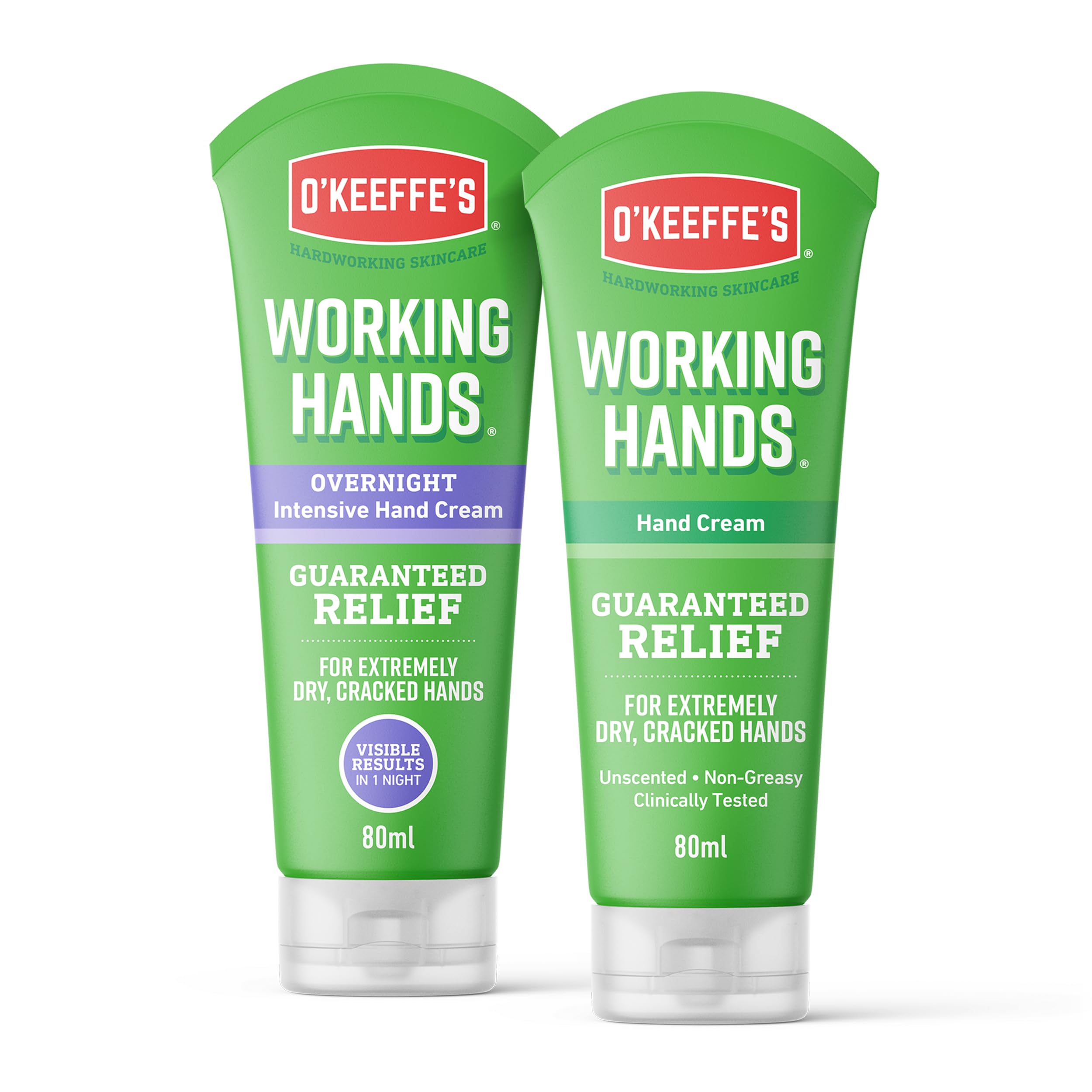 O'Keeffe's Working Hands Overnight 80ml & Working Hands 80ml Twin Pack for Dry Skin