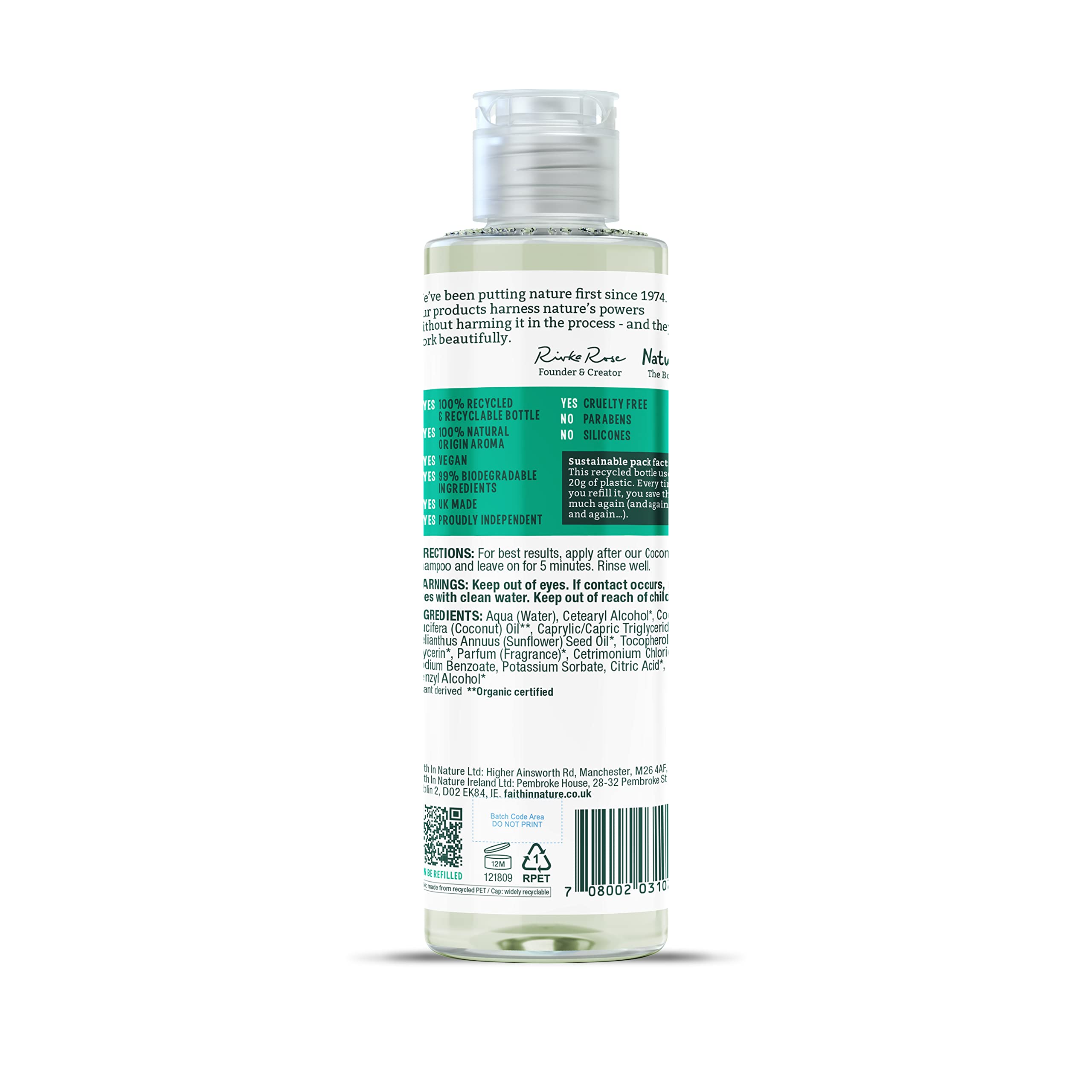 Faith In Nature 300 ml Natürlicher Kokosnuss-Conditioner, feuchtigkeitsspendend, vegan und tierversuchsfrei, ohne SLS oder Parabene, für normales bis trockenes Haar 3