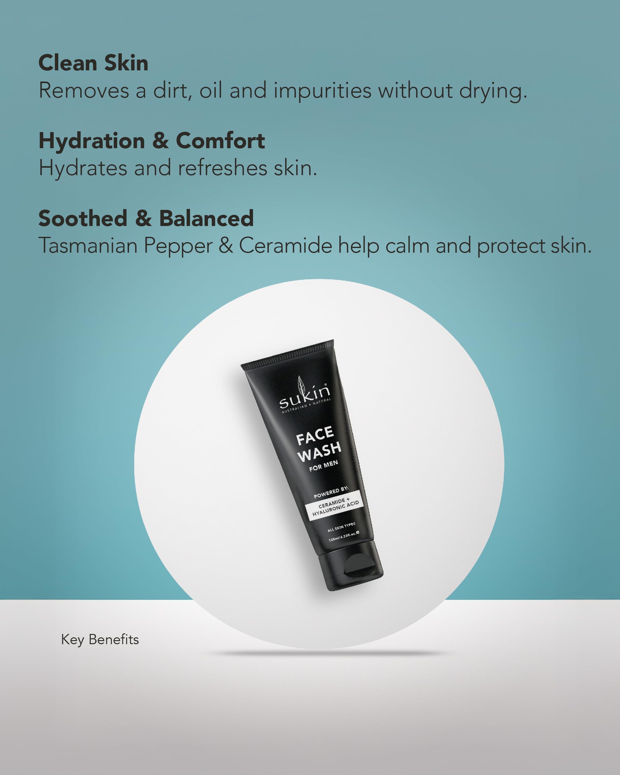 Sukin Men Natural Daily Face Wash with Ceramides, Baobab, and Tasmanian Pepper 4