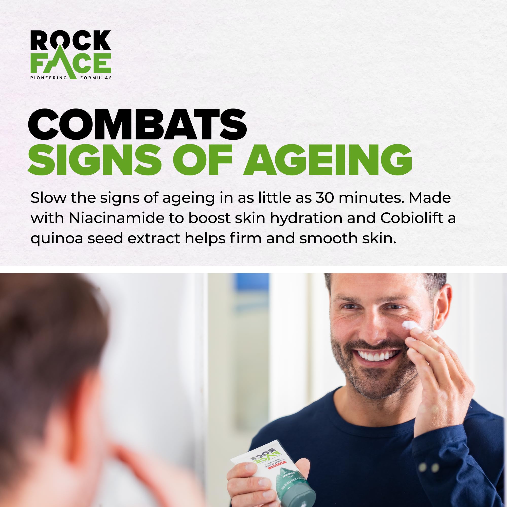 Rock Face Anti-Aging-Feuchtigkeitscreme für Männer, zieht schnell ein, bekämpft Zeichen der Hautalterung, frischer, maskuliner Duft, 100 ml 5