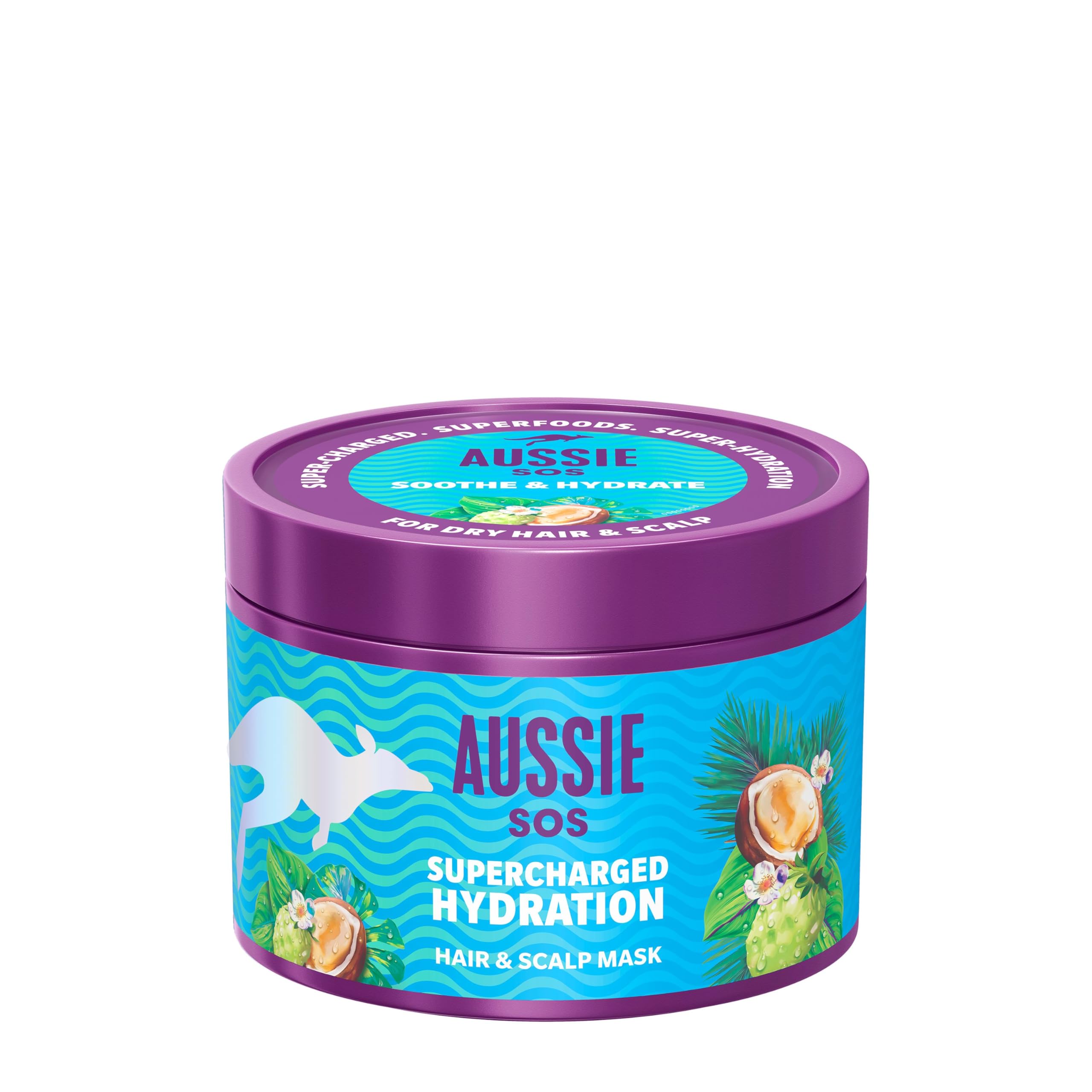 Aussie SOS Supercharged Hydration Scalp & Hair Mask for Dryness, 100 Hours Hydration, 500ml