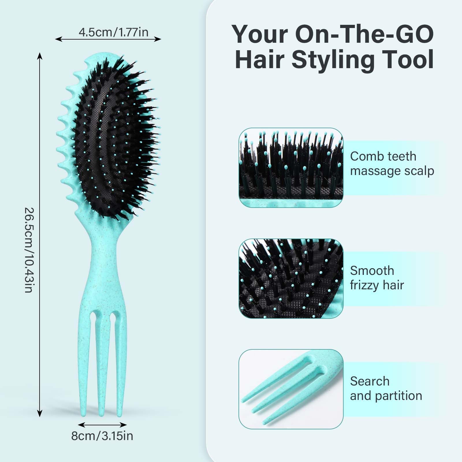 Brencco Curly Hair Brush for Detangling, Combing, and Curl Definition with Cleaning Claw