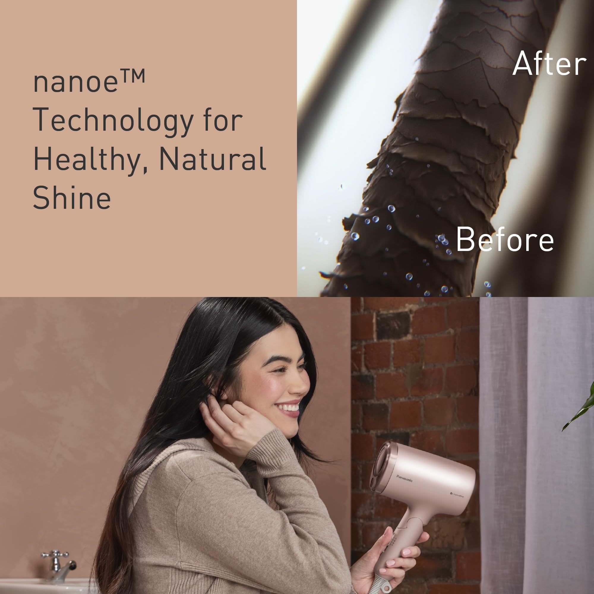 Panasonic EH-NA7M-P895 nanoe Hair Dryer with Foldable Handle, 1600W, Pink