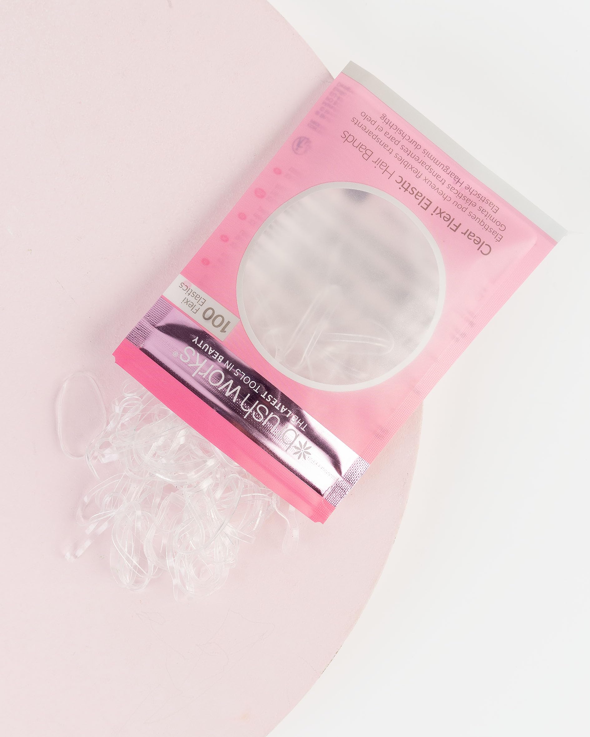 Brushworks 100-Pack Clear Flexi Elastic Hair Bands - Ultra-Thin Stretch Ties for All Hair Types 4
