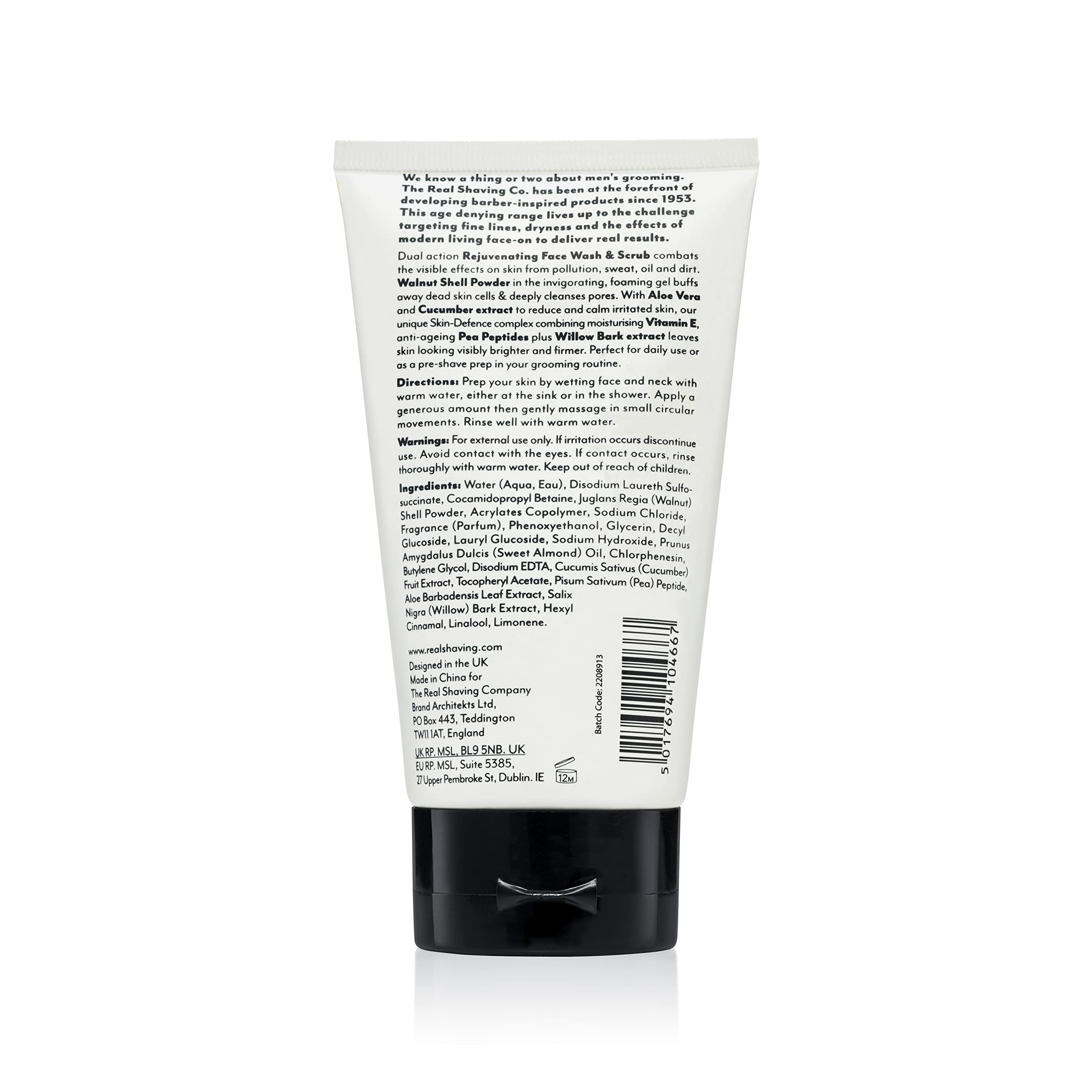 The Real Shaving Company Rejuvenating Face Wash & Scrub 180g for Detoxifying Skin