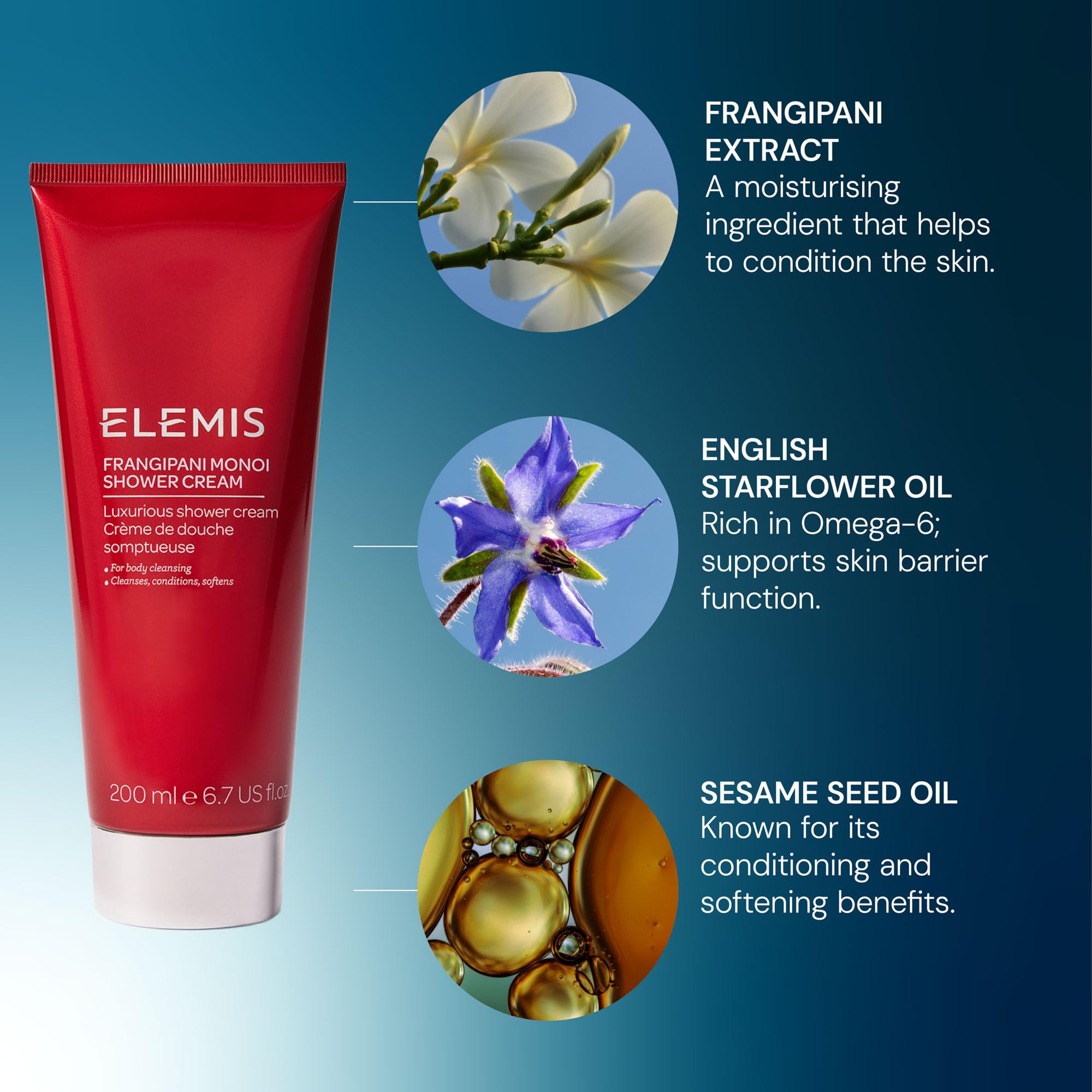 ELEMIS Frangipani Monoi Duschcreme, luxuriöse Dusch- und Körpercreme zur Reinigung 5
