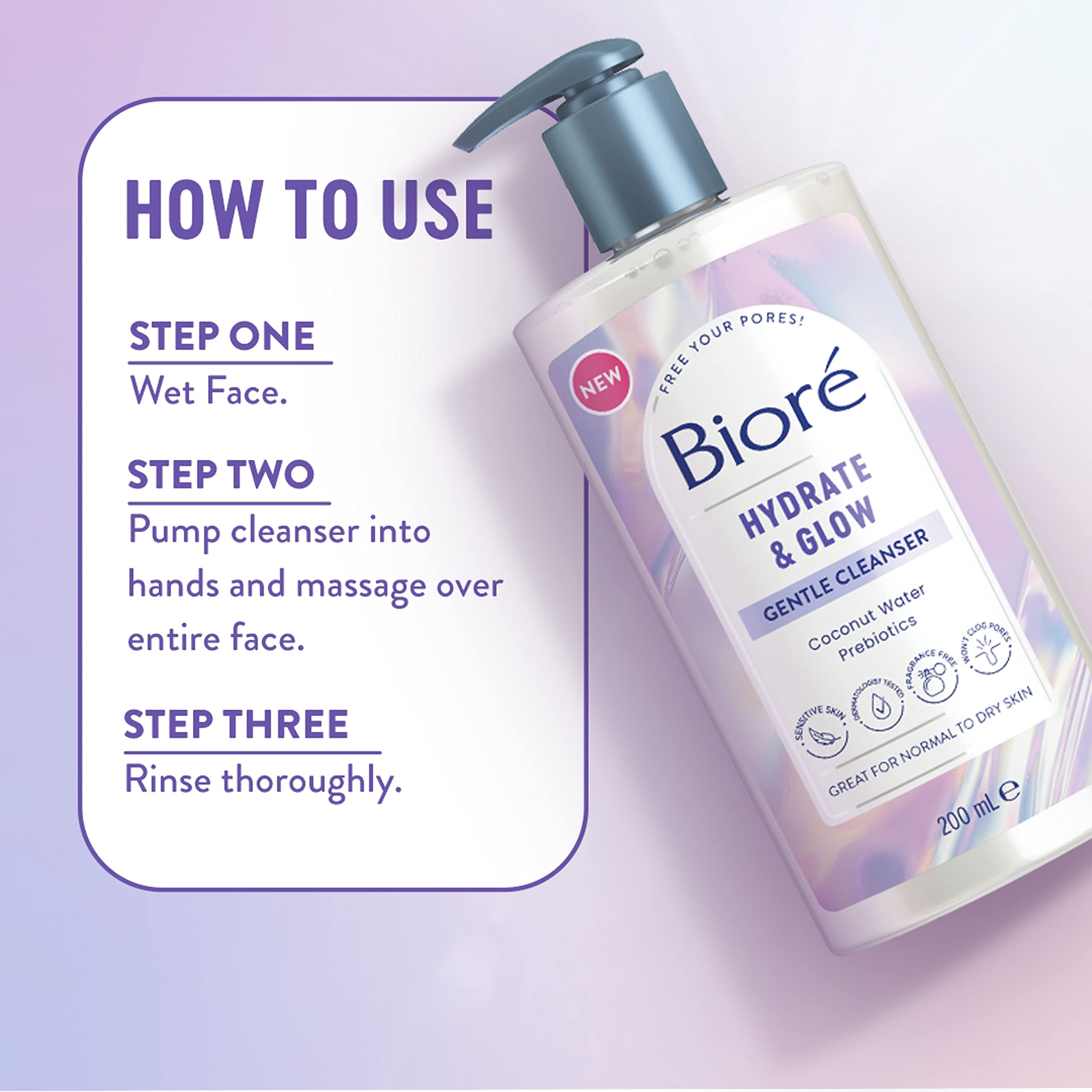 Bioré Hydrate and Glow Gentle Cleanser for Combination Skin 3