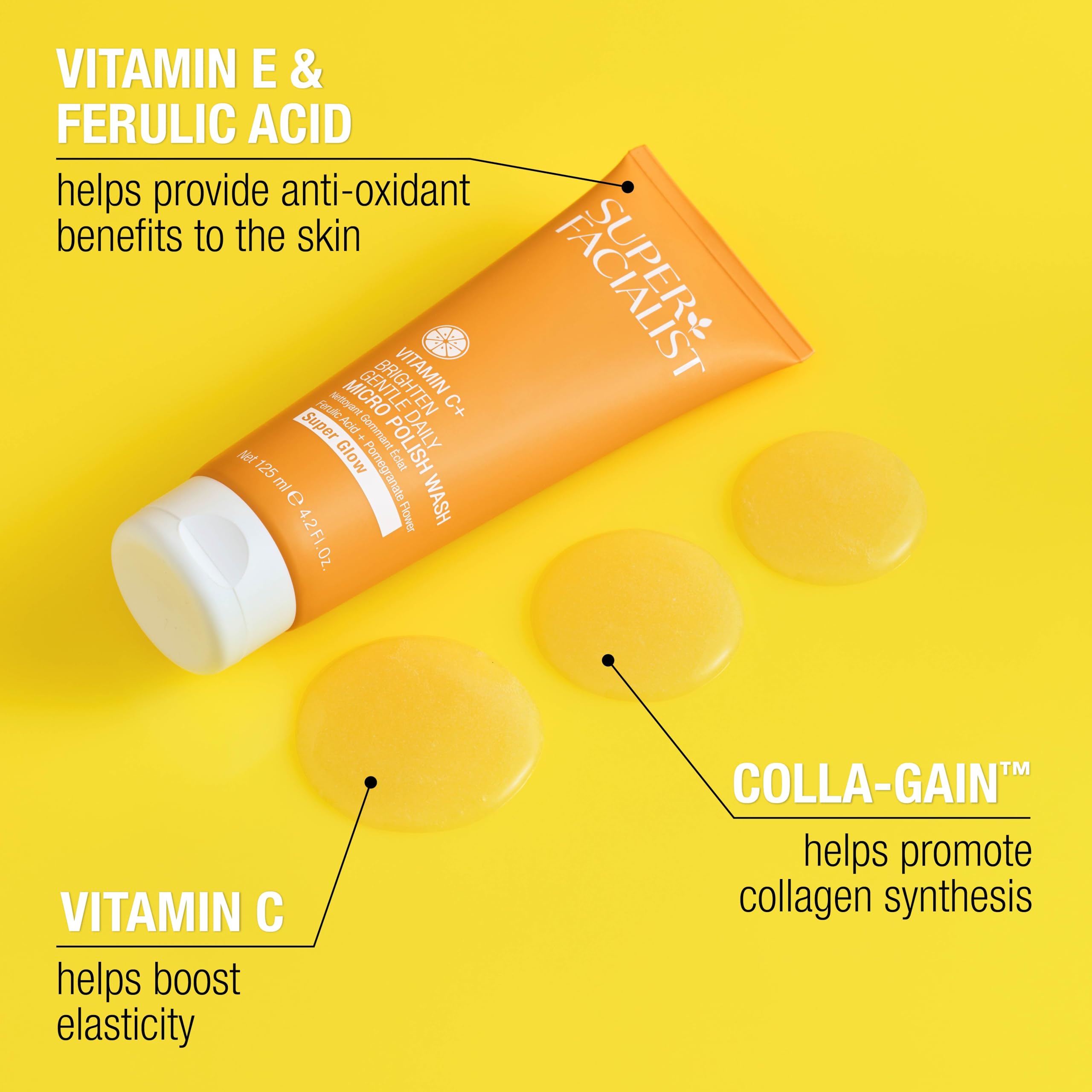 Super Facialist Vitamin C + Gentle Daily Micro Polish Wash with Biodegradable Beads, 125ml 3