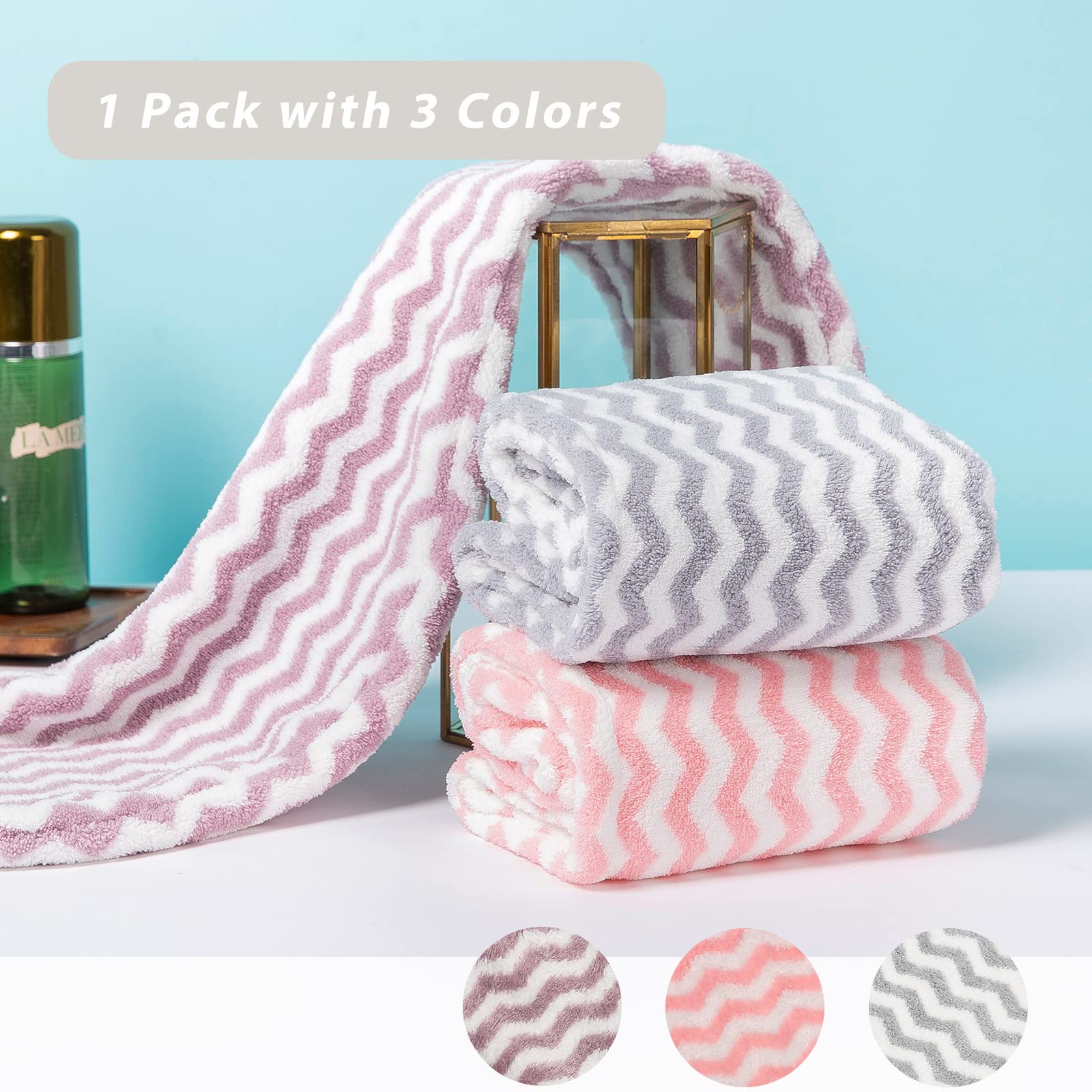 Good Nite 3 Pack Microfibre Hair Towel Wrap - Super Absorbent & Quick Drying 7