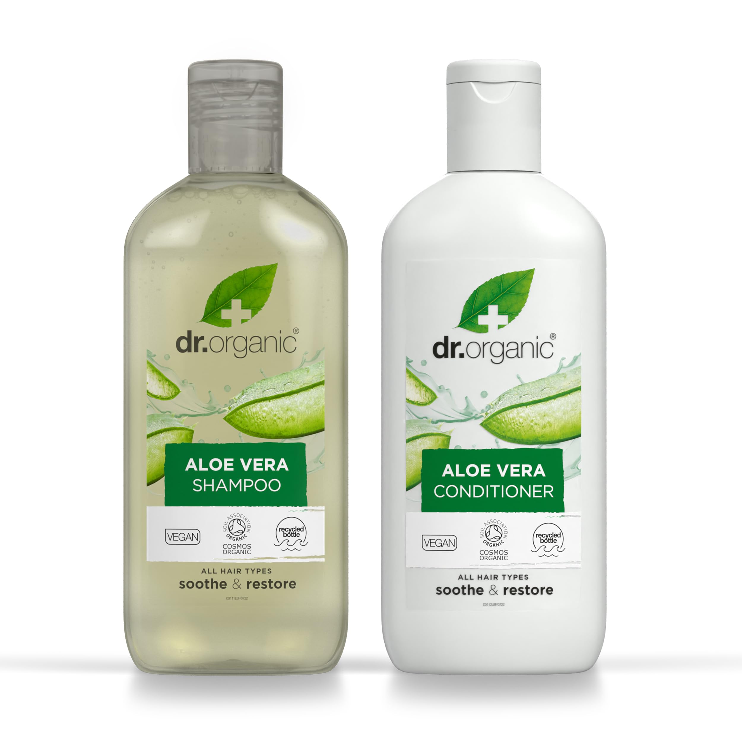 Dr Organic Aloe Vera Shampoo & Conditioner Set with Travel Bag, Organic, Vegan, 265ml
