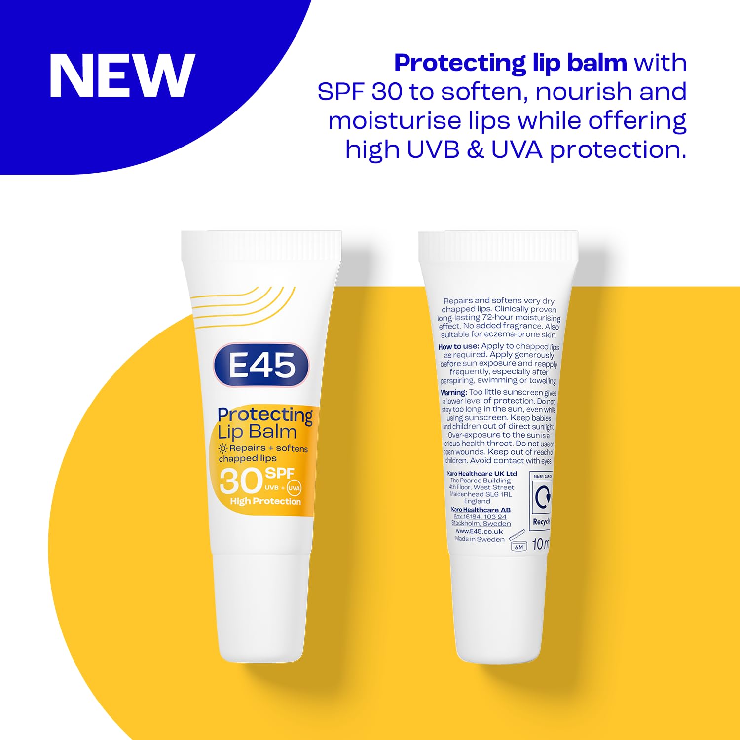 E45 Protecting Lip Balm with SPF 30 for Dry, Chapped, and Sensitive Lips