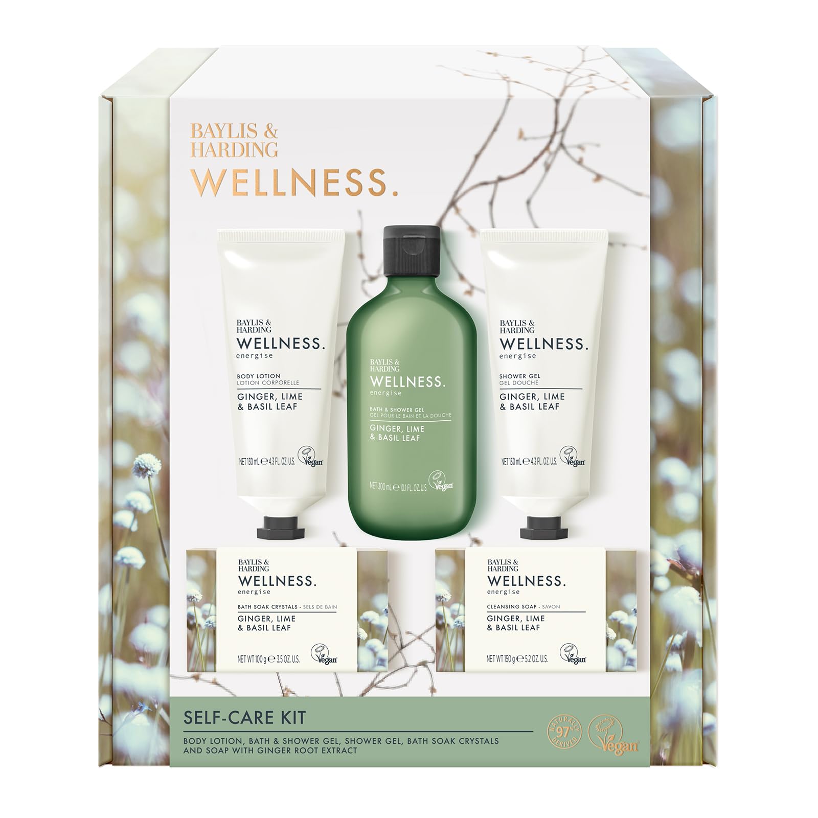 Baylis & Harding Wellness Self-Care Kit Gift Set with Ginger Root Extract