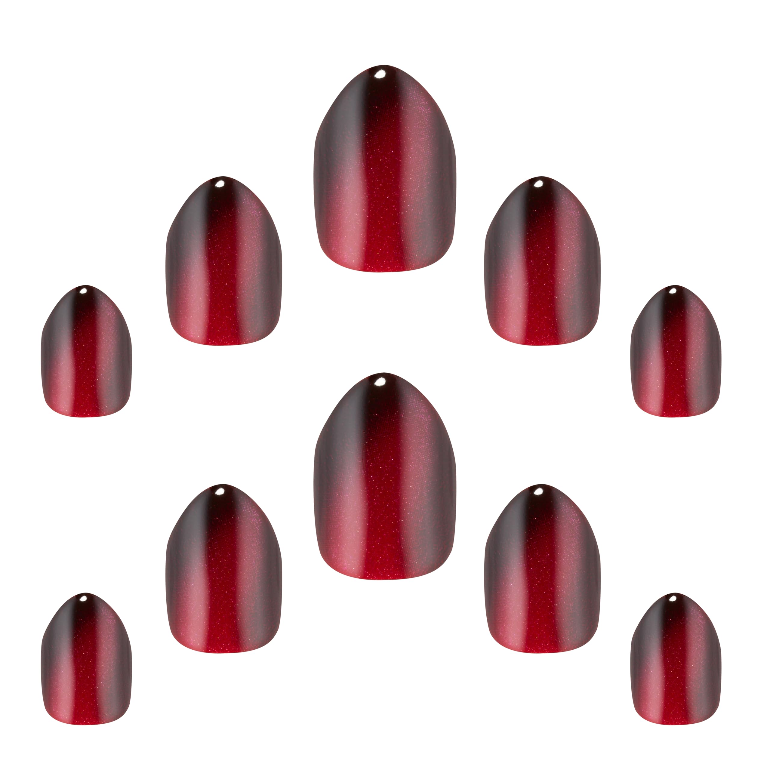 Elegant Touch Petite Gel Finish Crimson Sparkle False Nails with Shimmer