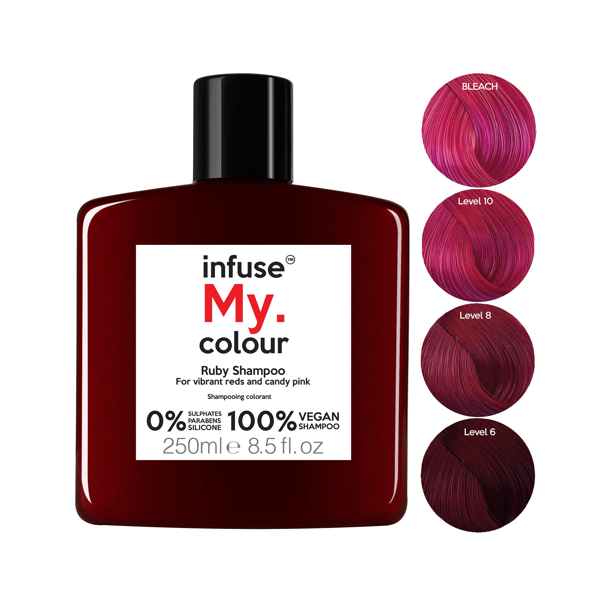 infuse My. colour Ruby Shampoo 250ml for Red, Pink & Brown Toned Hair