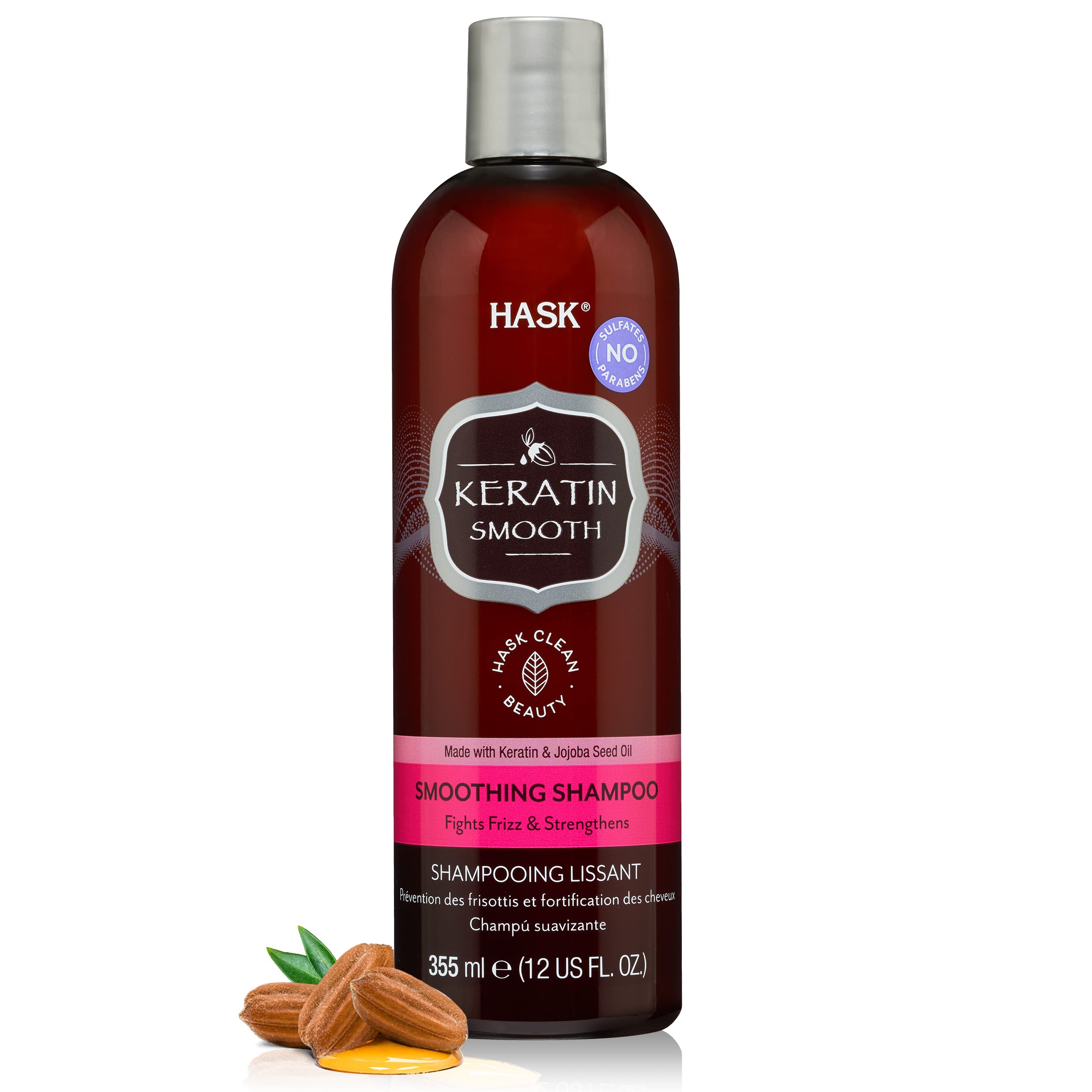 HASK Keratin Smoothing Shampoo for All Hair Types, Color Safe, 1355 ml
