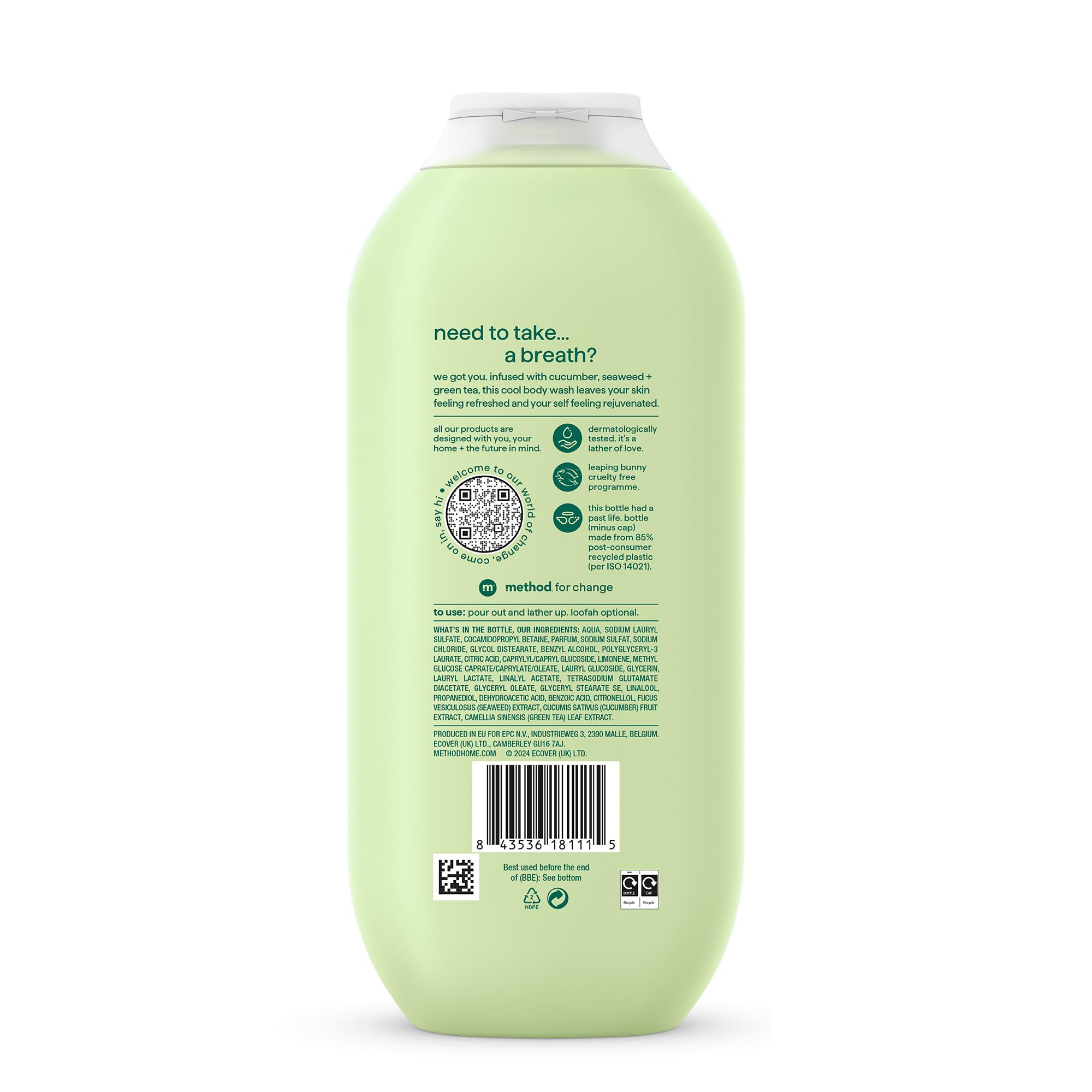 Method Daily Zen Body Wash with Cucumber, Seaweed, and Green Tea for Hydrated Skin