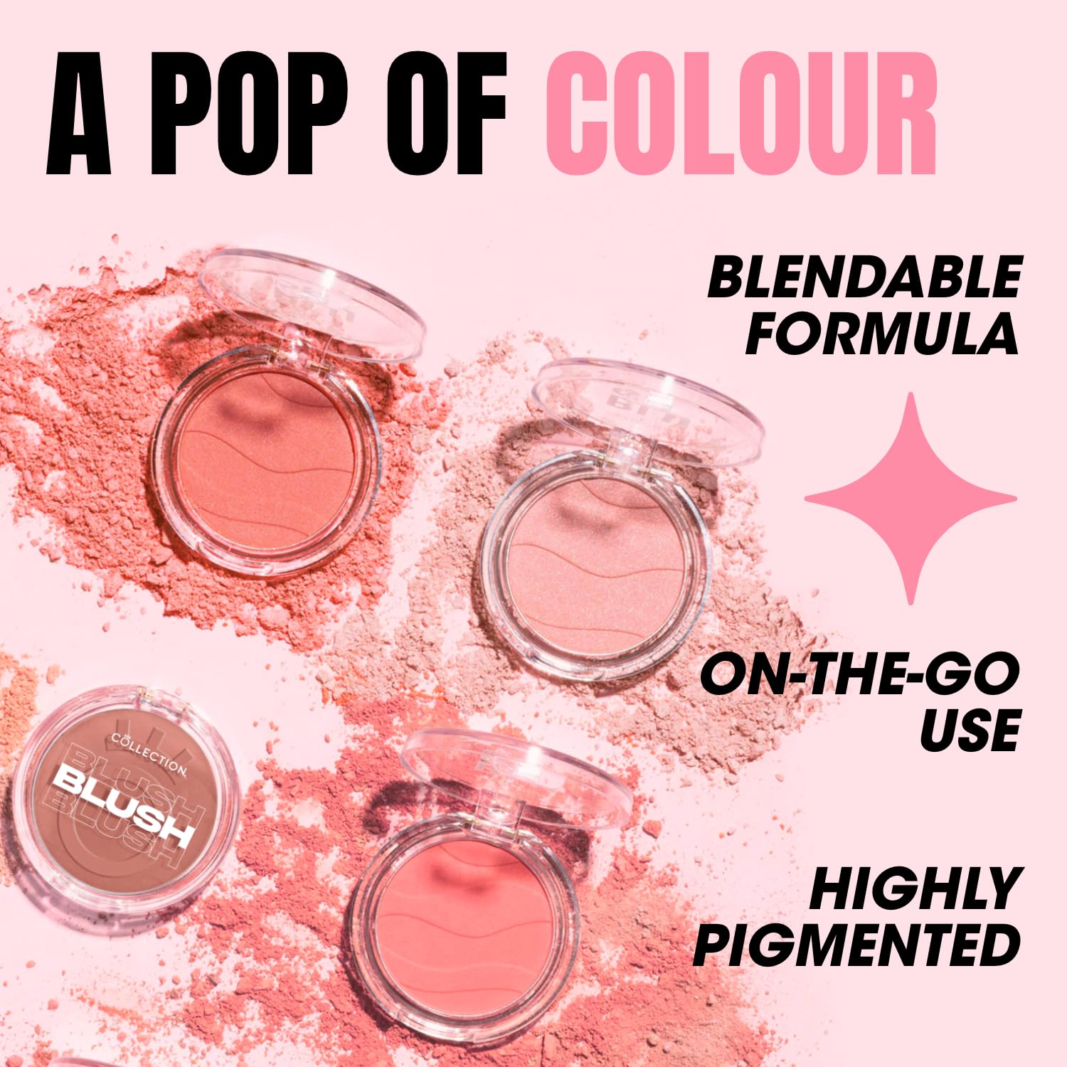 Collection Cosmetics Soft Glow Powder Blusher in Bliss - Warm Peach Cheek Makeup 3.5g