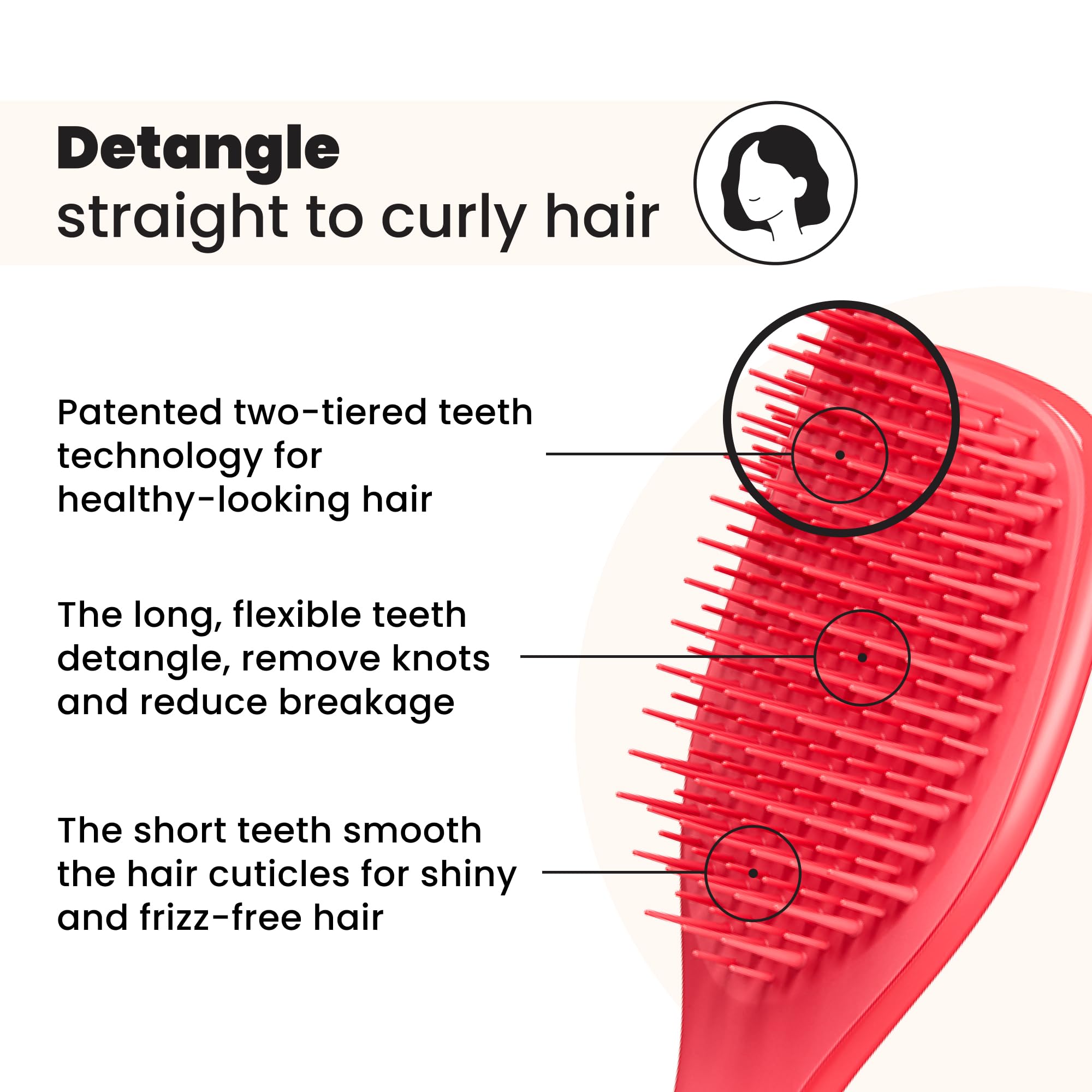 Tangle Teezer Mini Ultimate Detangler Brush - Pink Punch for Wet & Dry Hair