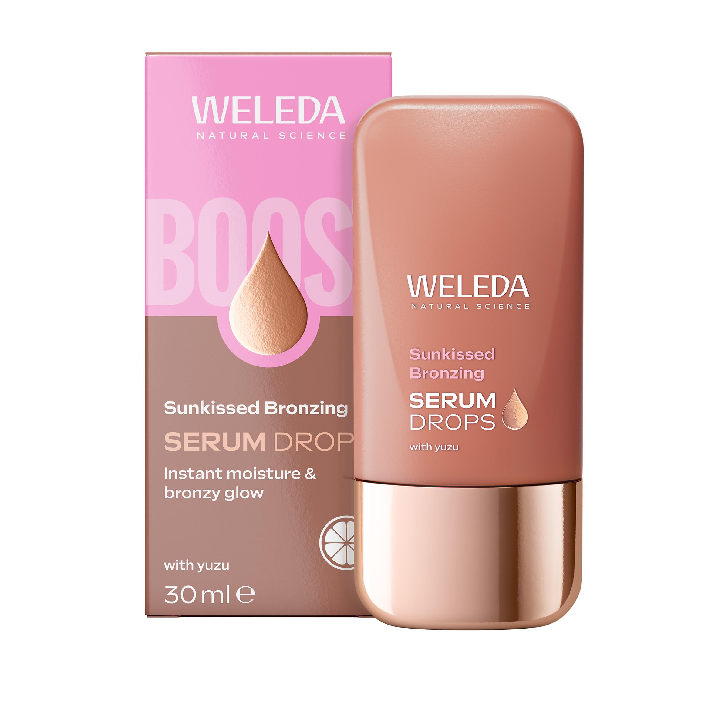 Weleda Sunkissed Bronzing Face Serum Drops mit Yuzu, Gesichtsserum für sofortige Feuchtigkeit und einen gebräunten Teint, 100 % zertifiziert natürlich, biologisch, vegan, 30 ml