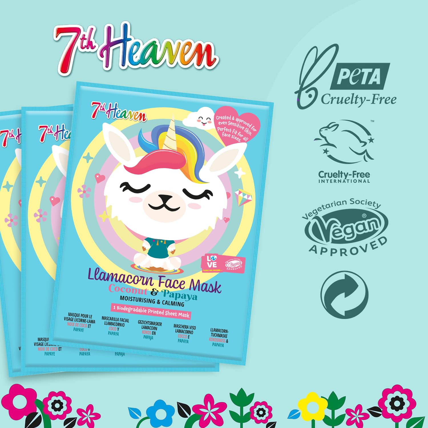 7th Heaven Llamacorn Hydrating Sheet Face Mask with Coconut & Papaya 6