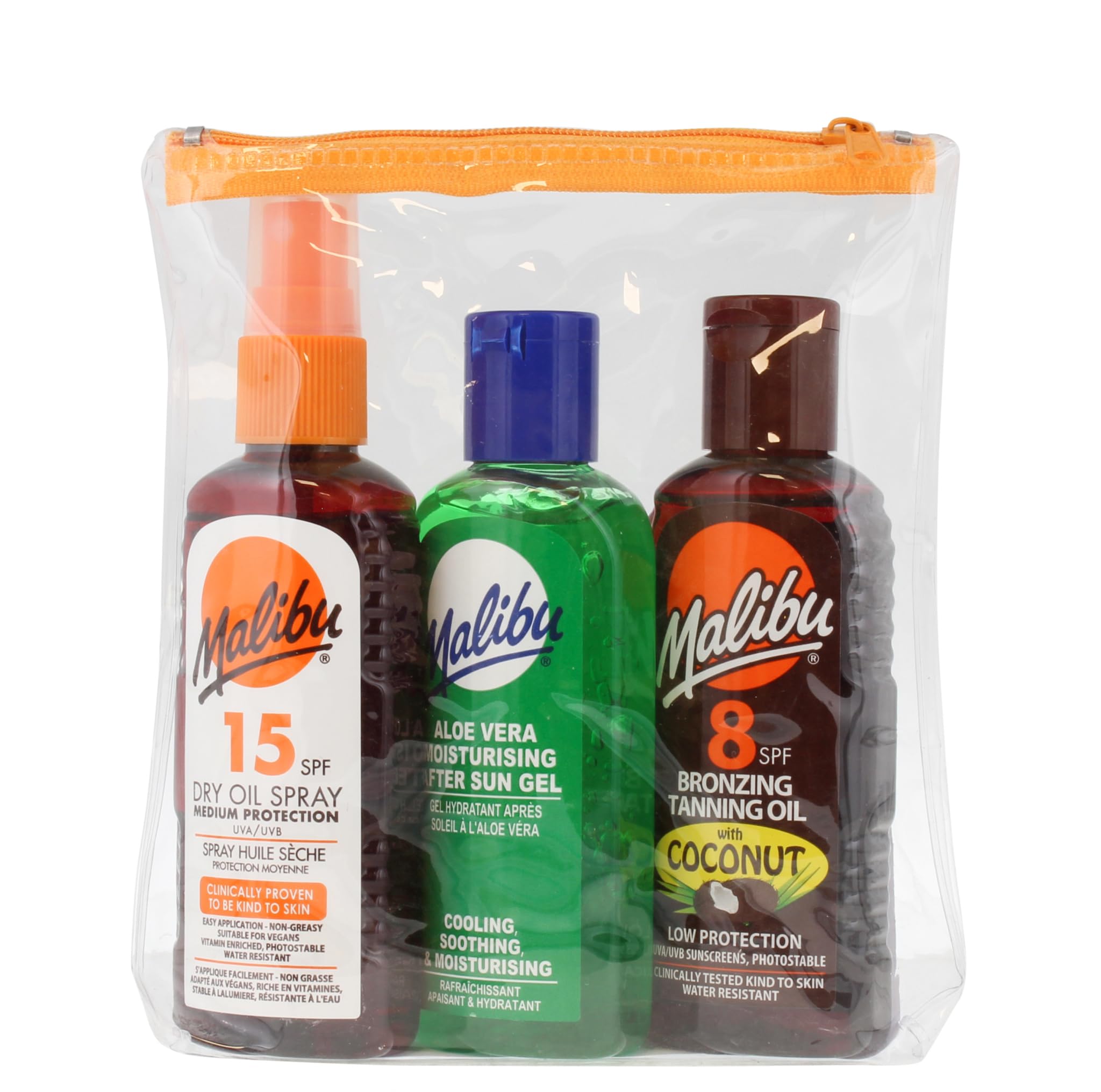 Malibu Sun Travel Tanning Essentials with Medium Protection SPF 8 & 15 Dry Oil Spray