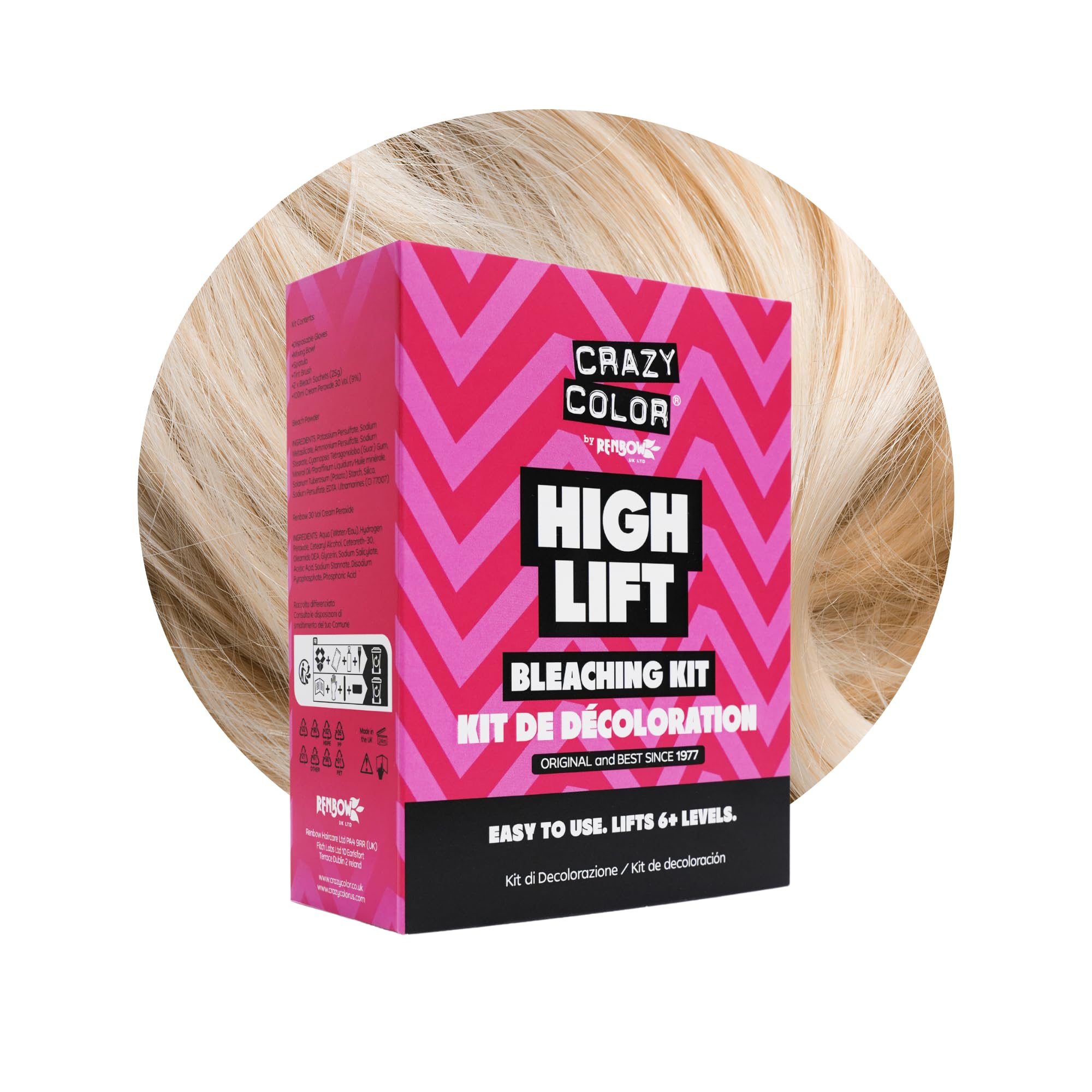 Crazy Color High Lift Bleaching Kit with 30 Vol (9%) Developer & Tools