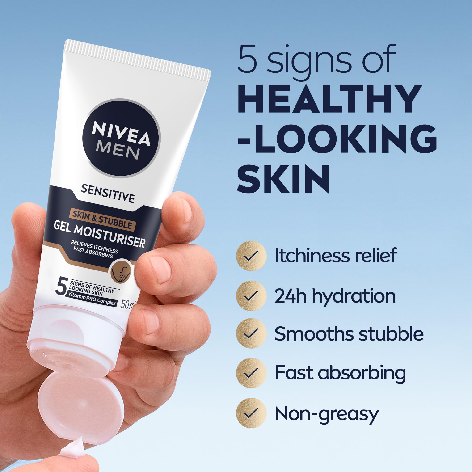NIVEA MEN Sensitive Skin & Stubble Gel Moisturiser with Chamomile (50ml)