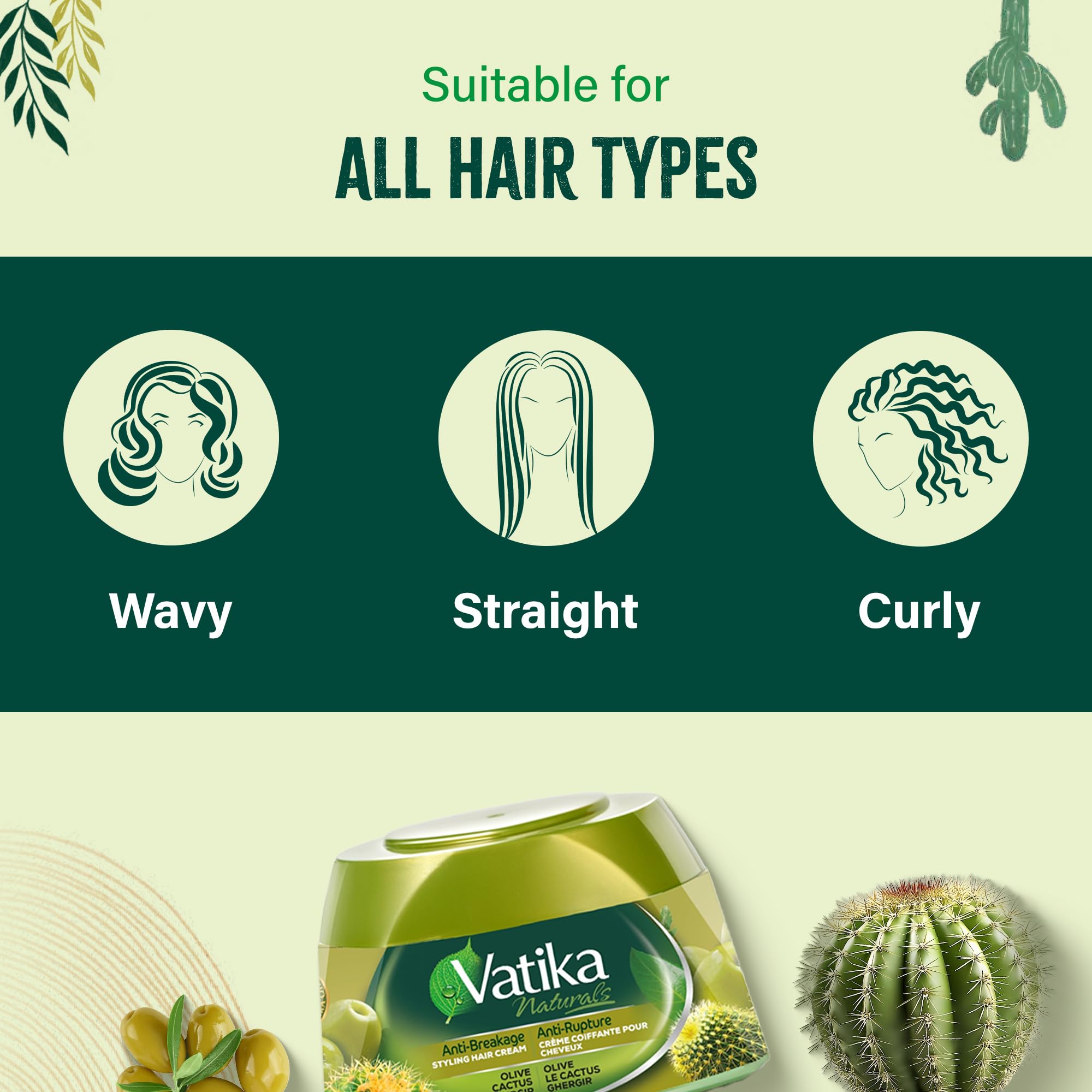 Vatika Naturals Anti-Breakage Hair Cream with Cactus & Olive - 210ml 5