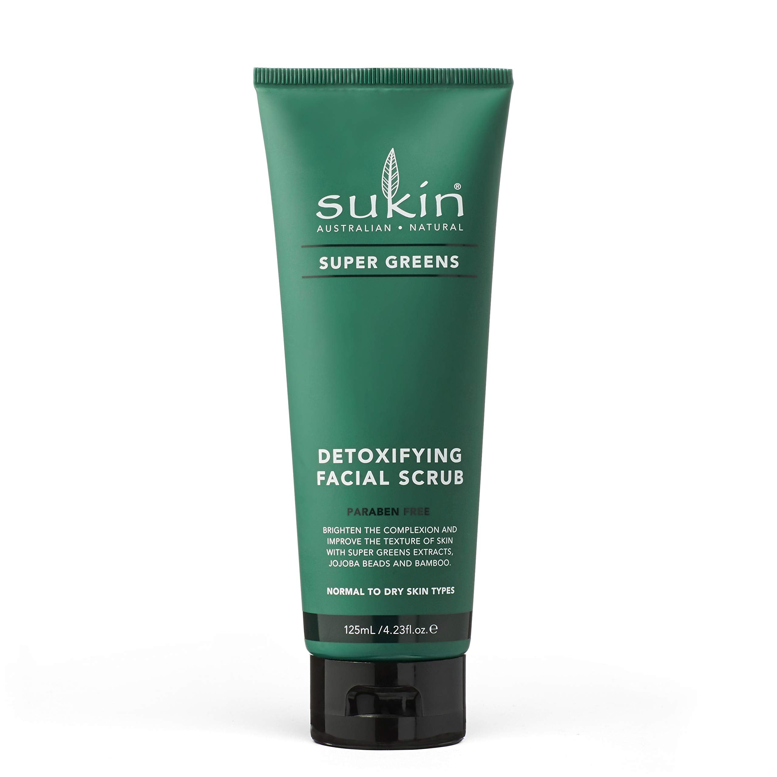 Sukin Super Greens Detoxifying Facial Scrub with Kale, Spirulina & Jojoba Beads, 125ml