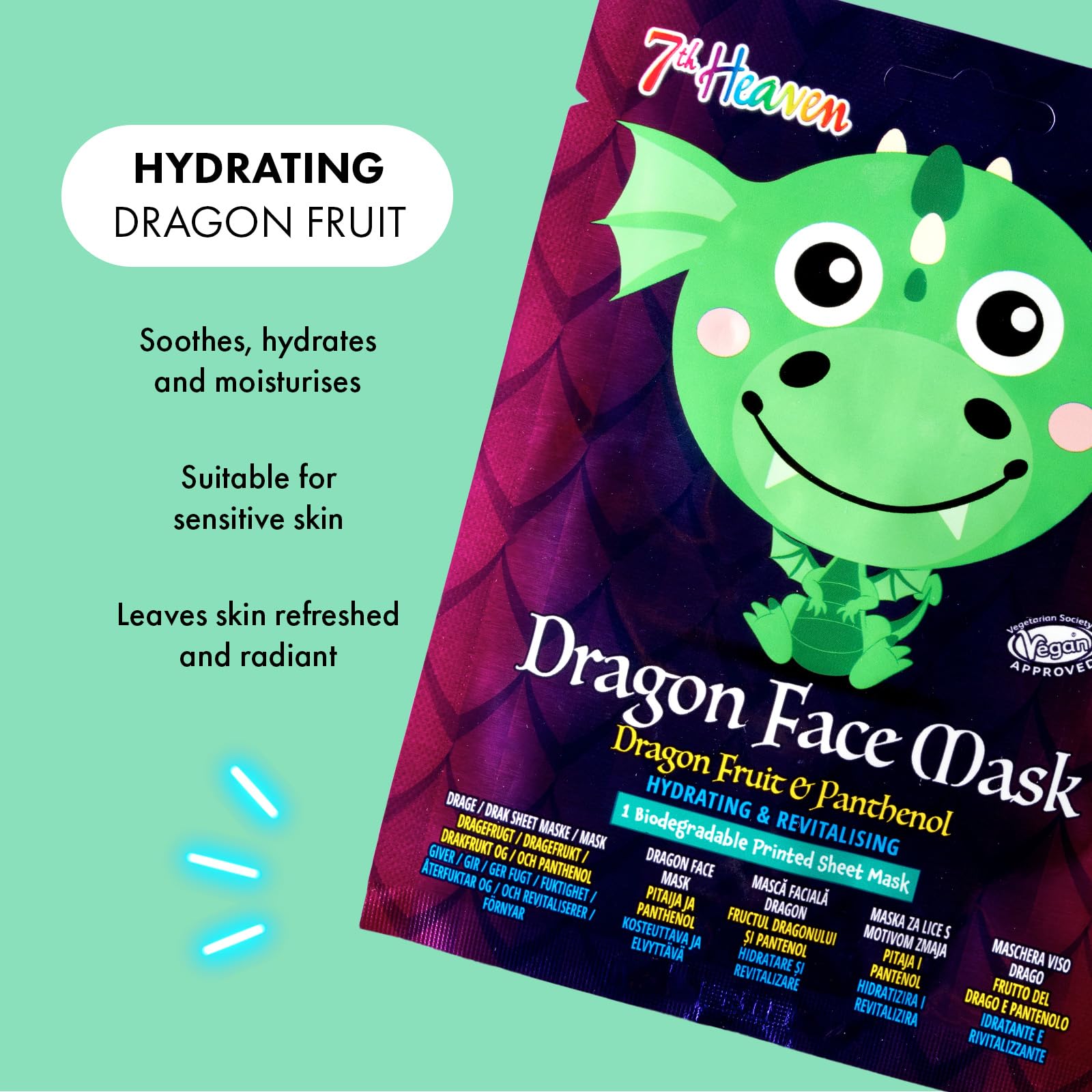 7th Heaven Dragon Fruit Hydrating Sheet Face Mask for Sensitive Skin 4