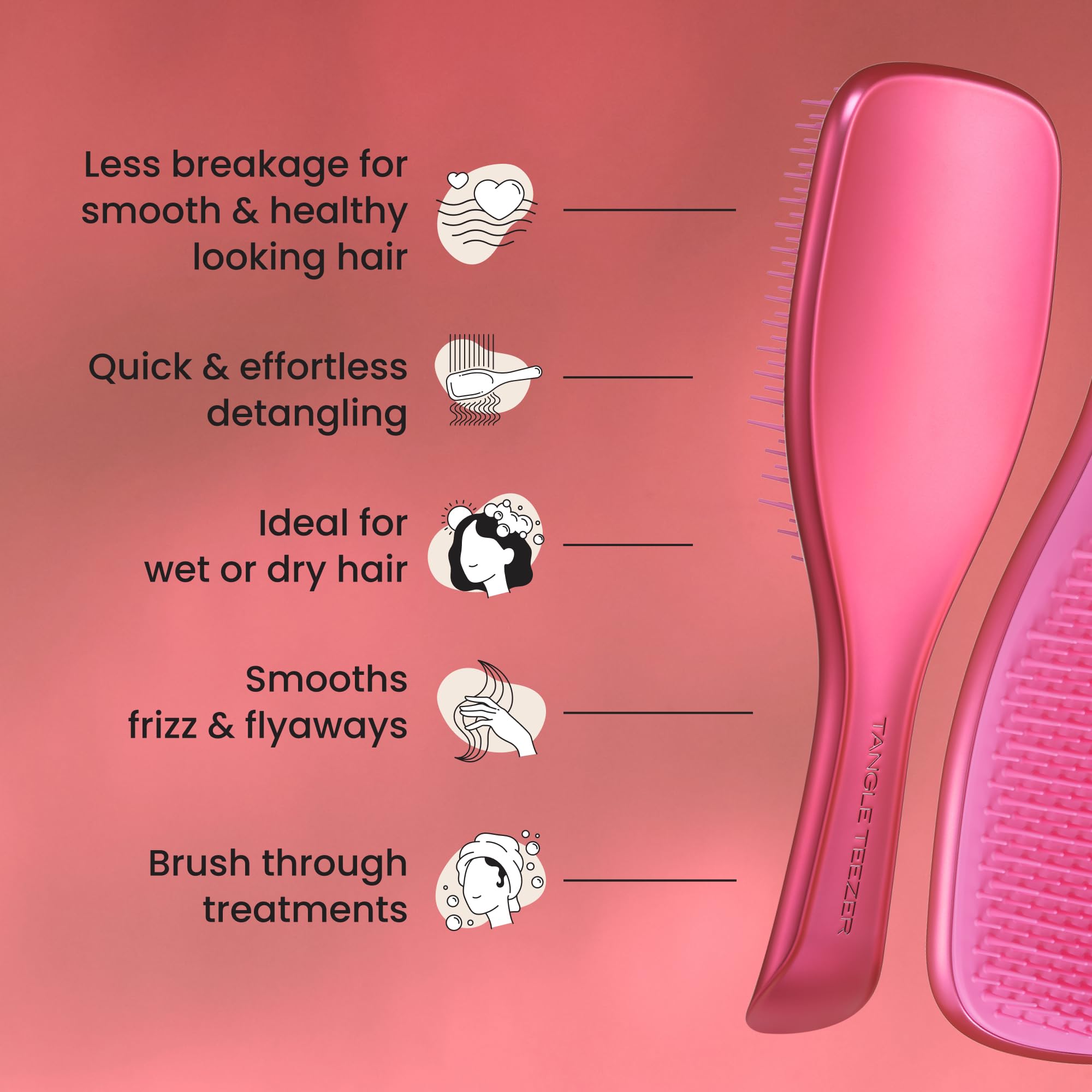 Tangle Teezer Ultimate Detangler Hairbrush - Pink Chrome Finish - Wet & Dry Hair 4