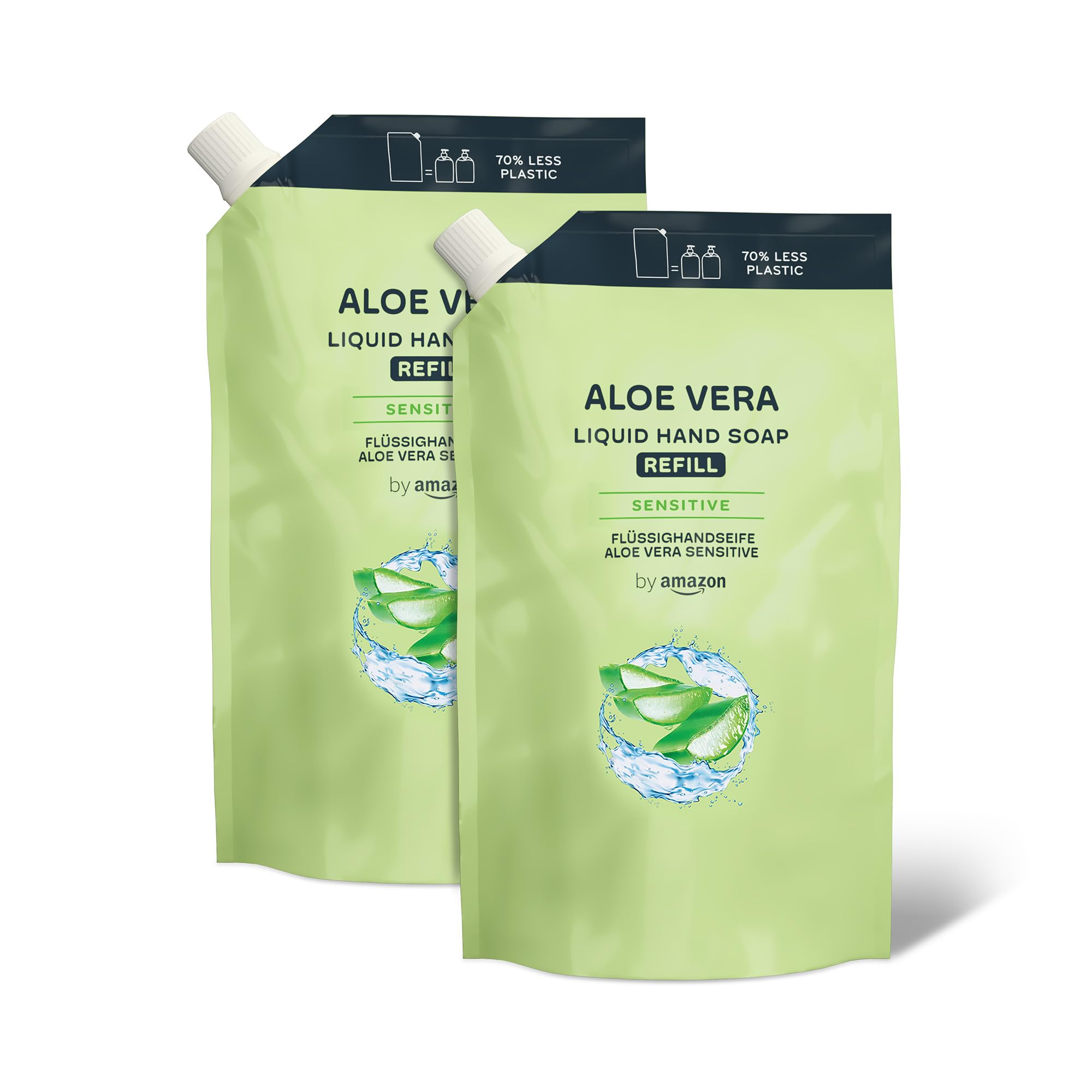 by Amazon Aloe Vera Hand Soap Refill, 2 x 1000ml - Moisturizing & Gentle Cleanse