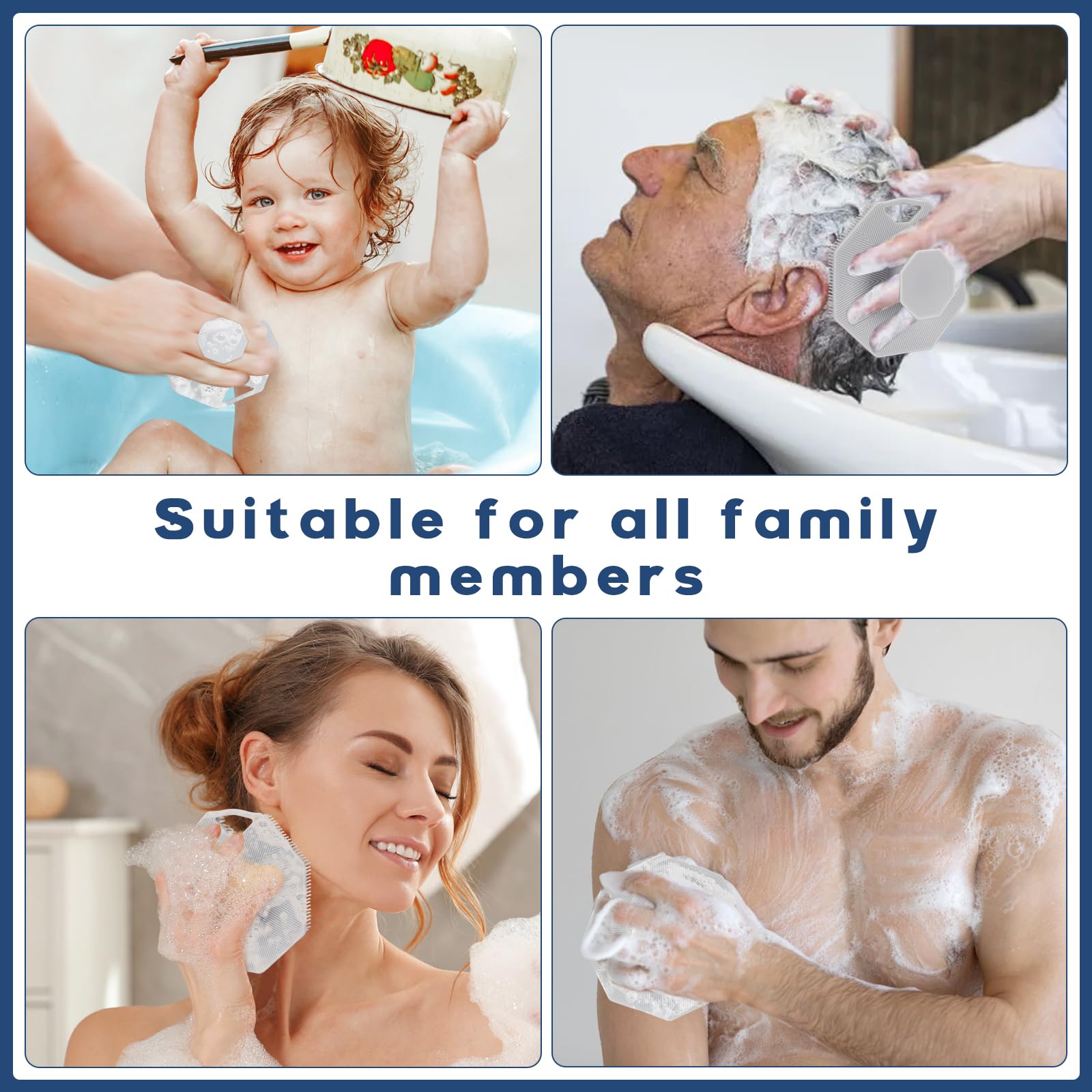 Alyvisun Silicone Body Scrubber with Hook and Suction for Gentle Exfoliation and Massage (Grey) 7