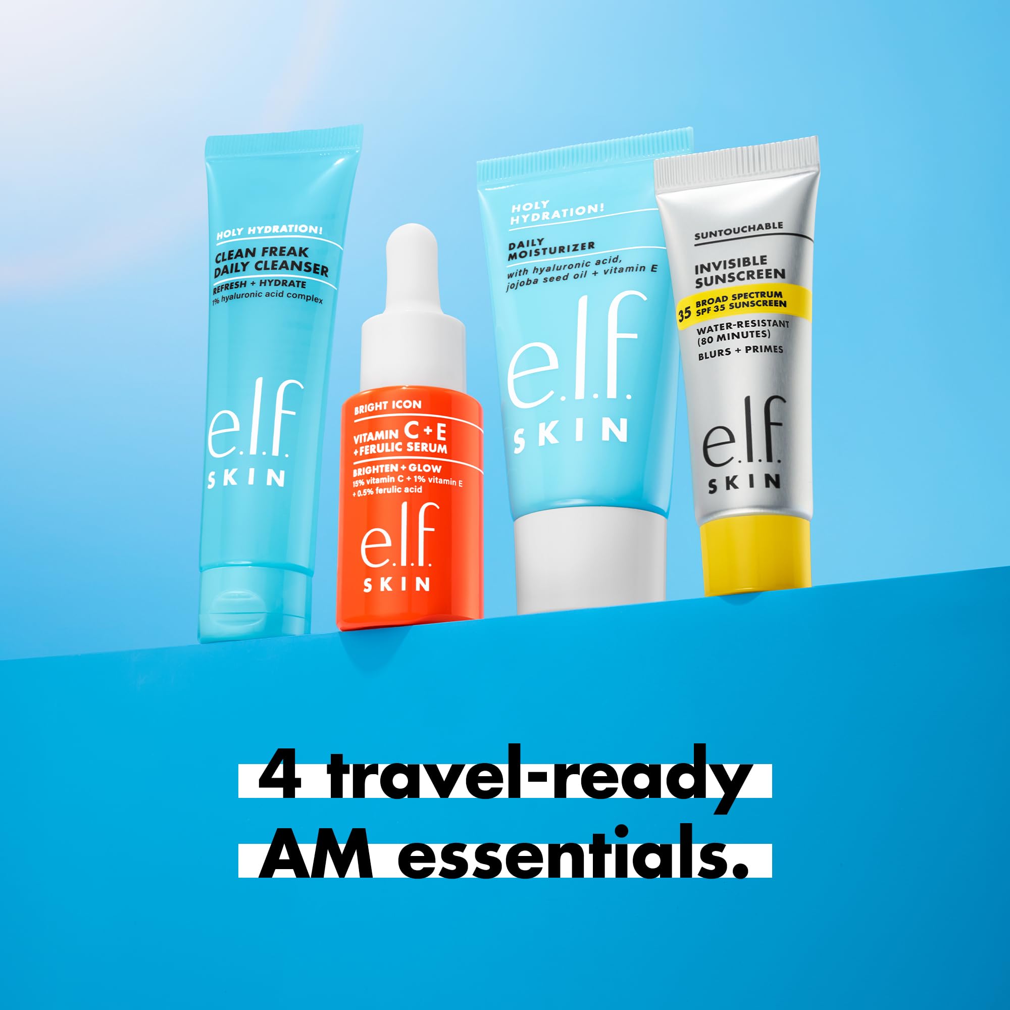e.l.f. SKIN Wake the e.l.f. Up Travel Skincare Kit - Hydrating & Brightening